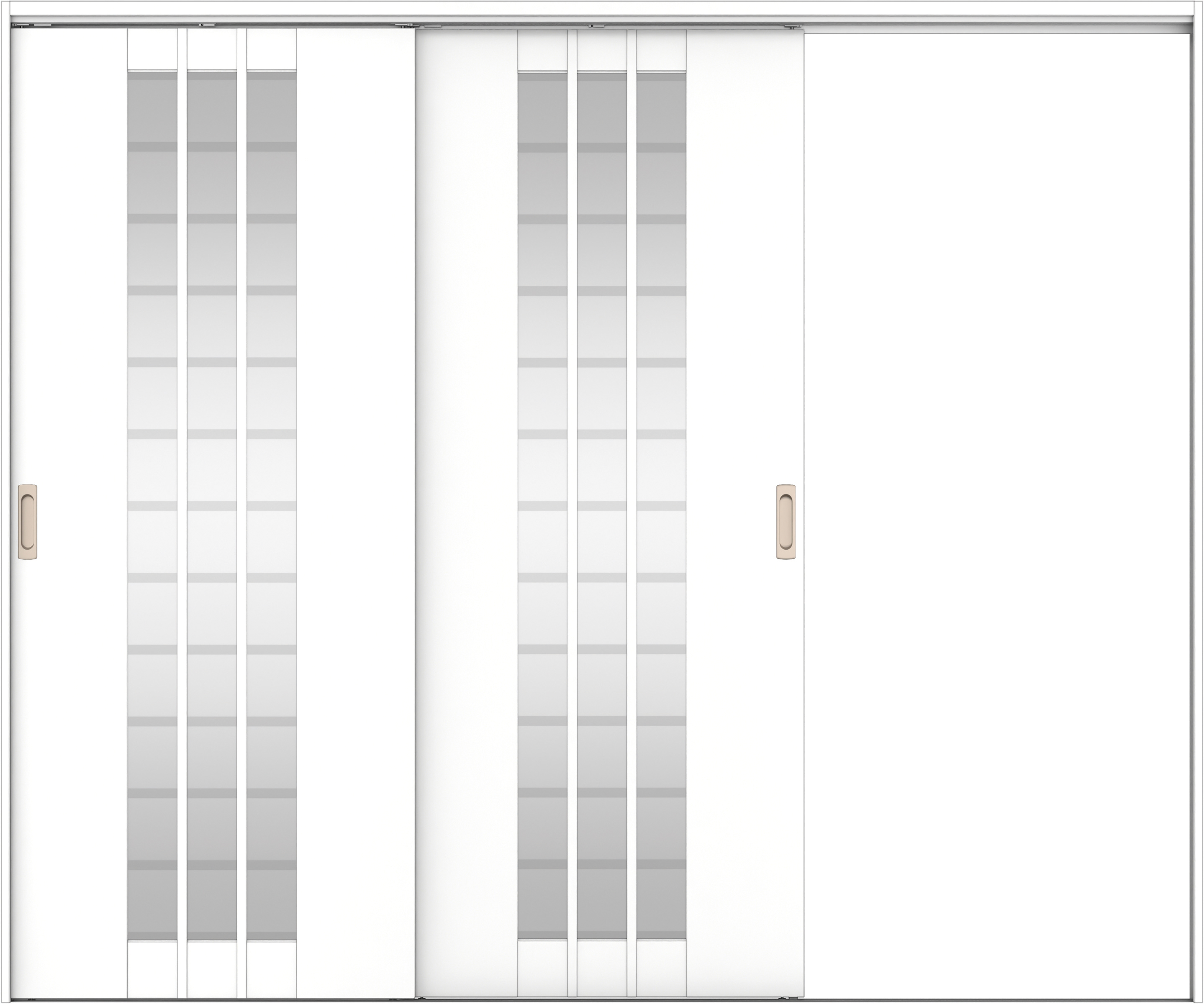 リビングドア　イエリア　吊戸・２枚片引　扉セット　４Ｓデザイン　２４３７幅用　２０００高　〈パウダーホワイト柄〉　右引用　錠なし　ラクラクローズ付用