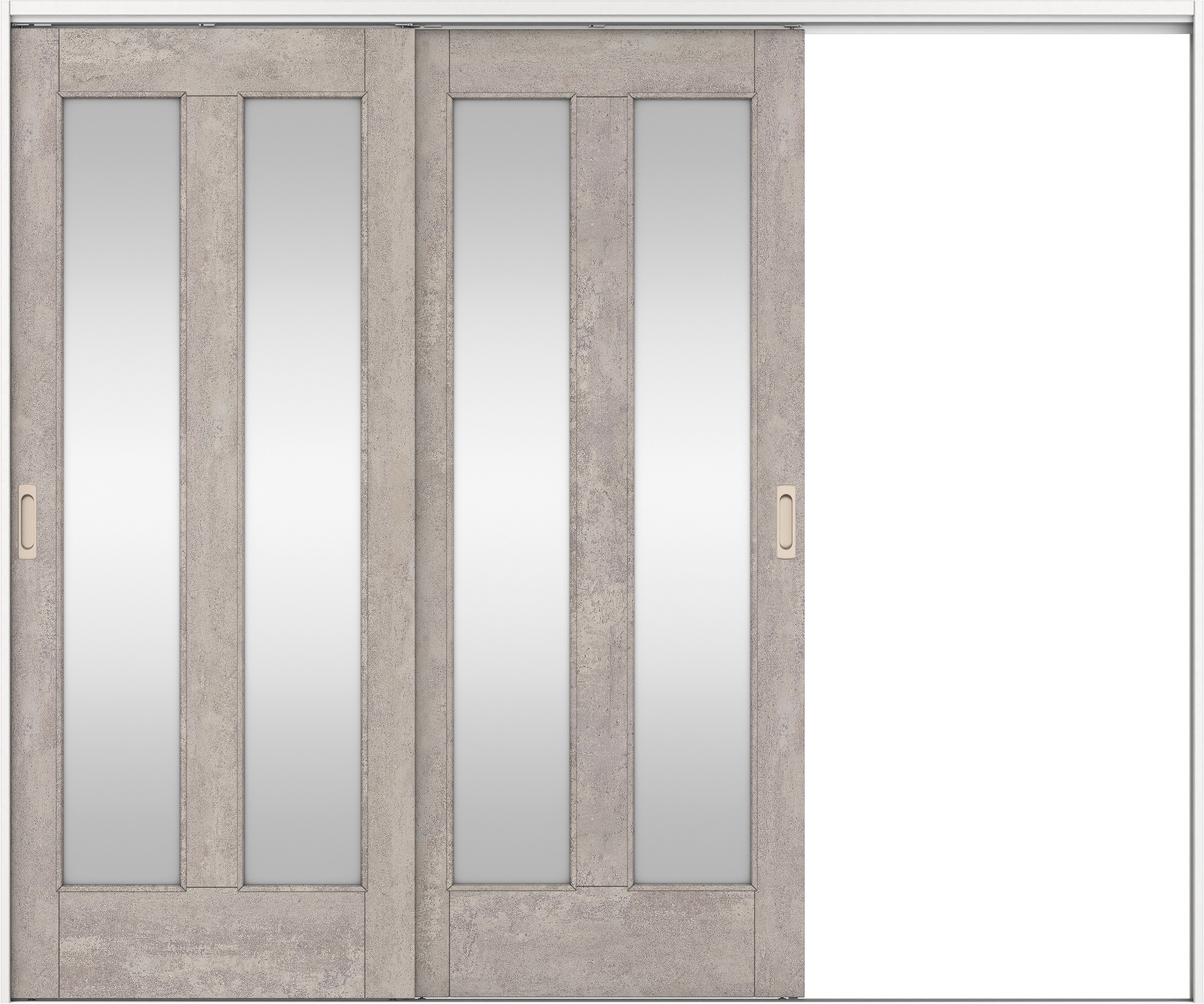 リビングドア　イエリア　吊戸・２枚片引　扉セット　０６デザイン　２４３７幅用　２０００高　〈コンクリートグレー柄〉　右引用　錠なし　ラクラクローズ付用