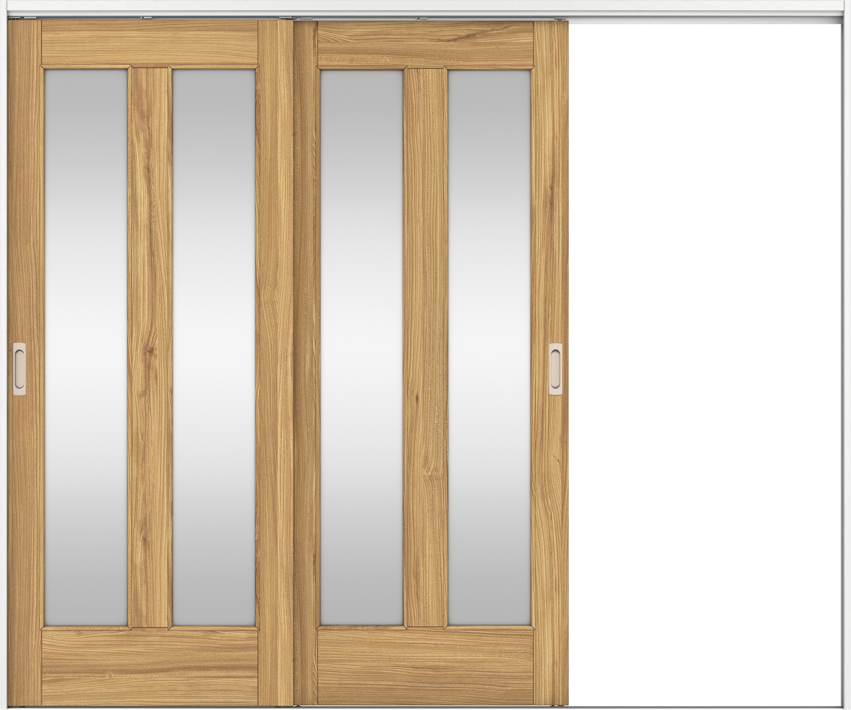 リビングドア　イエリア　吊戸・２枚片引　扉セット　０６デザイン　２４３７幅用　２０００高　〈シナモンブラウン柄〉　右引用　錠なし　ラクラクローズ付用