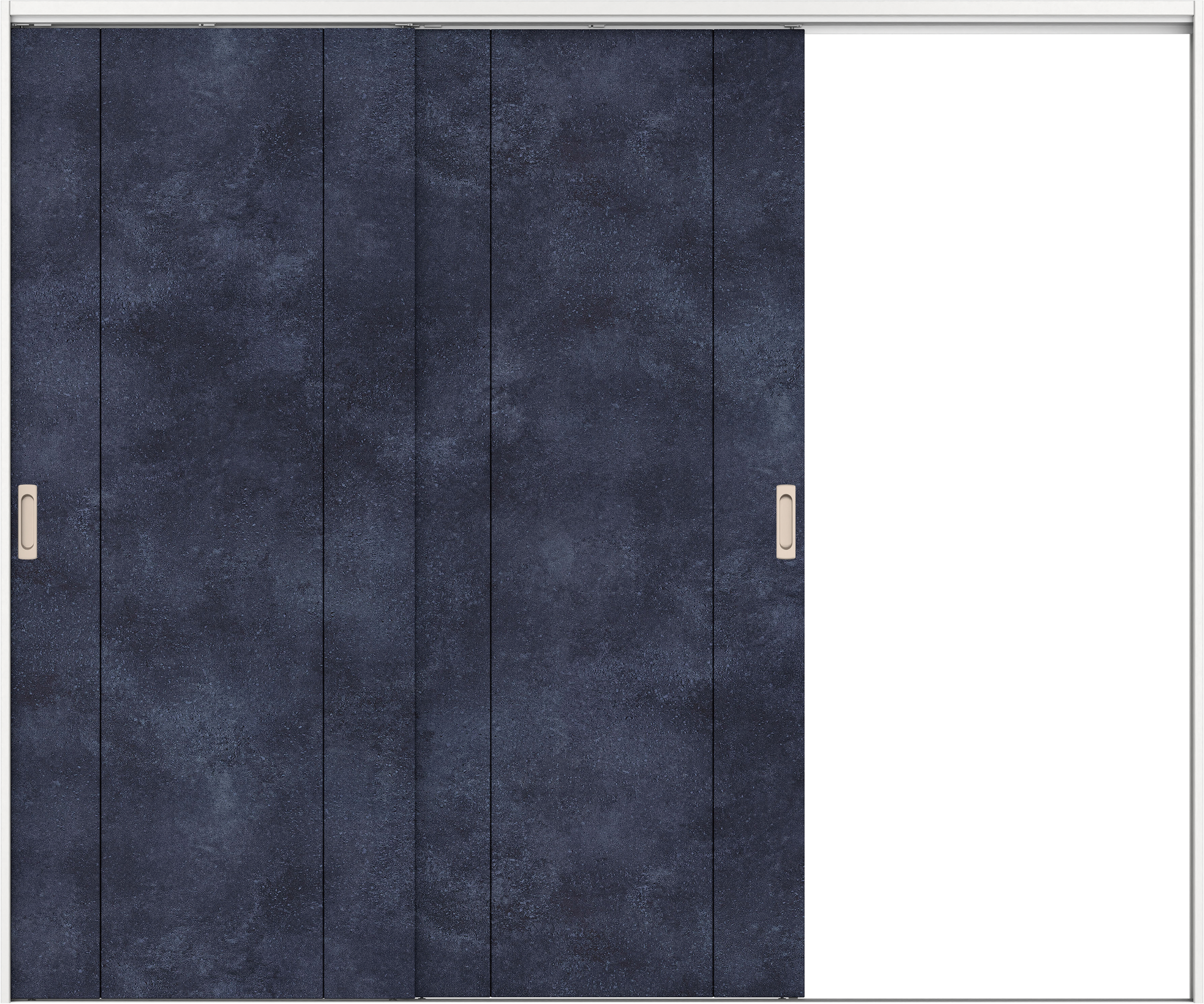 リビングドア　イエリア　吊戸・２枚片引　扉セット　１Ｐデザイン　２４３７幅用　２０００高　〈コバルトブルー柄〉　右引用　錠なし　ラクラクローズ付用