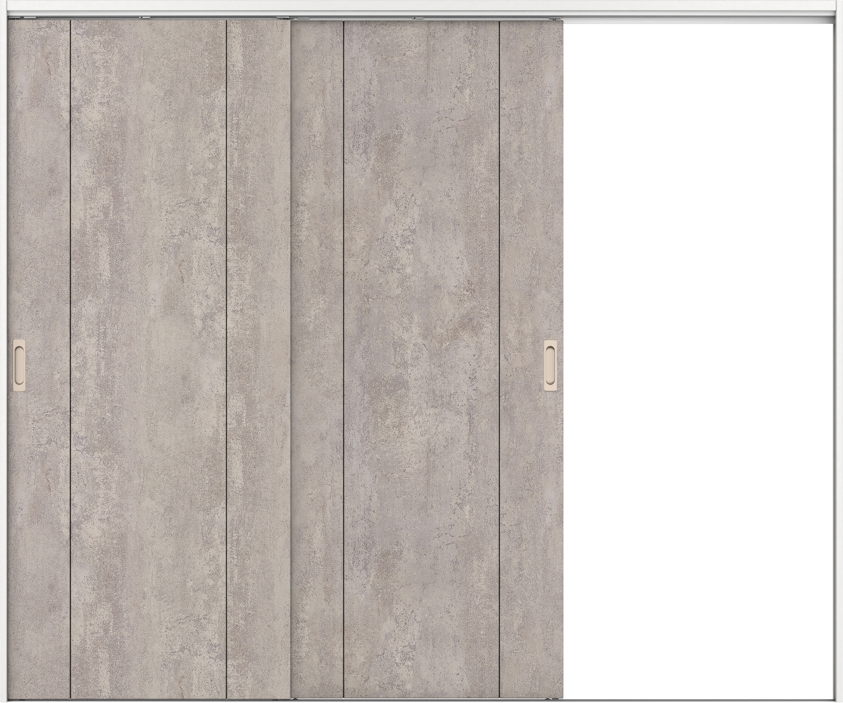 リビングドア　イエリア　吊戸・２枚片引　扉セット　１Ｐデザイン　２４３７幅用　２０００高　〈コンクリートグレー柄〉　右引用　錠なし　ラクラクローズ付用