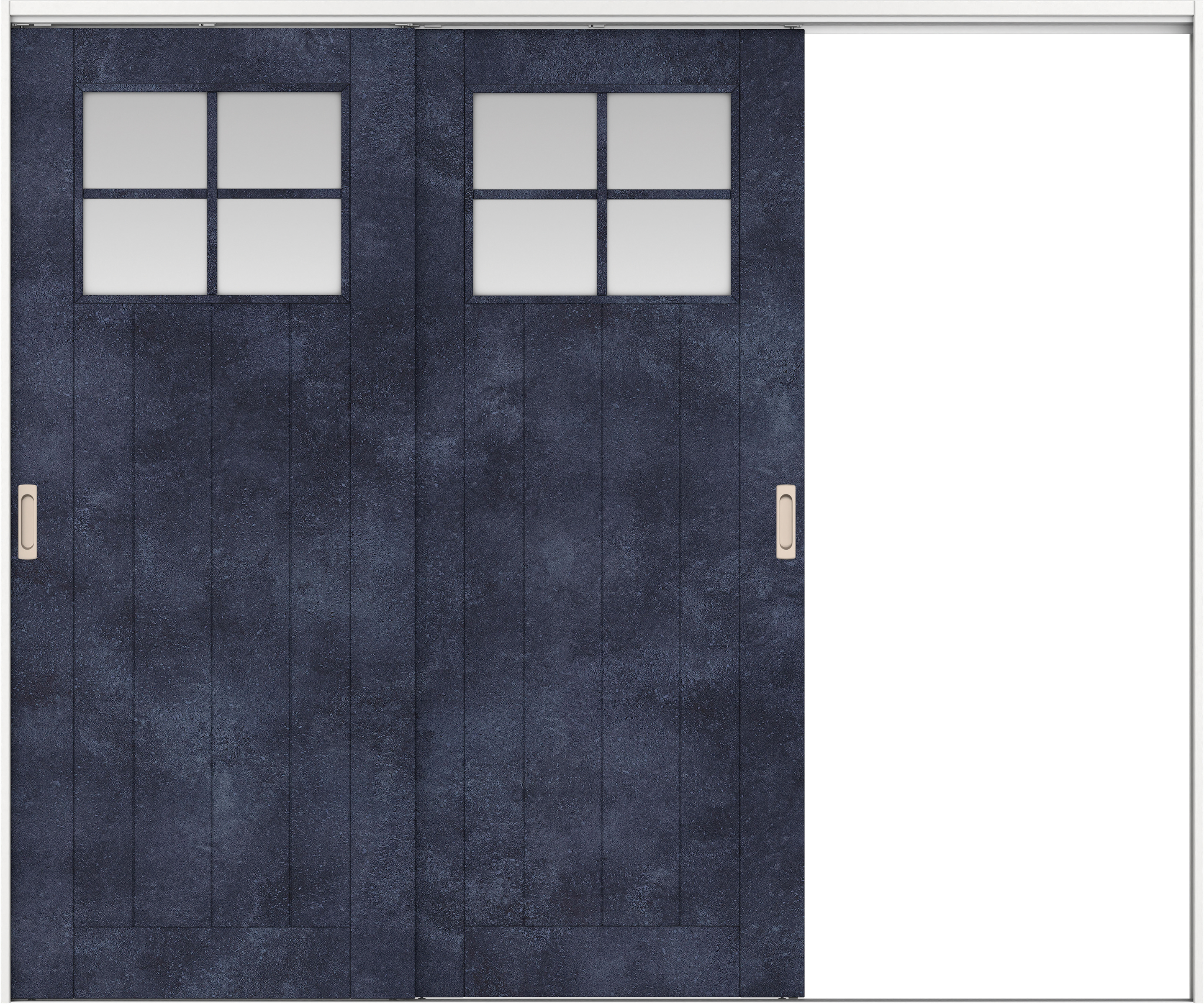 リビングドア　イエリア　吊戸・２枚片引　扉セット　１Ｓデザイン　２４３７幅用　２０００高　〈コバルトブルー柄〉　右引用　錠なし　ラクラクローズ付用