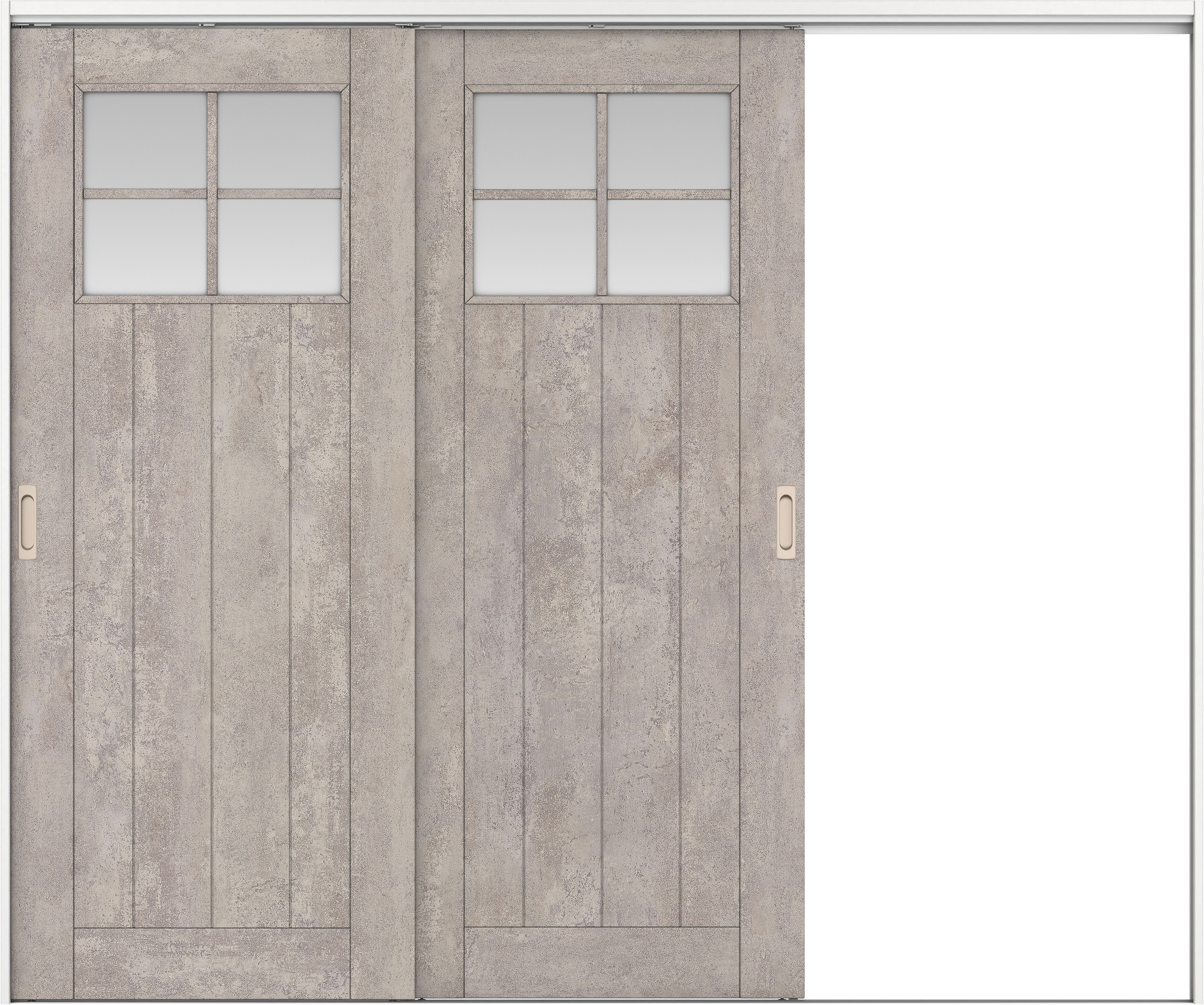リビングドア　イエリア　吊戸・２枚片引　扉セット　１Ｓデザイン　２４３７幅用　２０００高　〈コンクリートグレー柄〉　右引用　錠なし　ラクラクローズ付用
