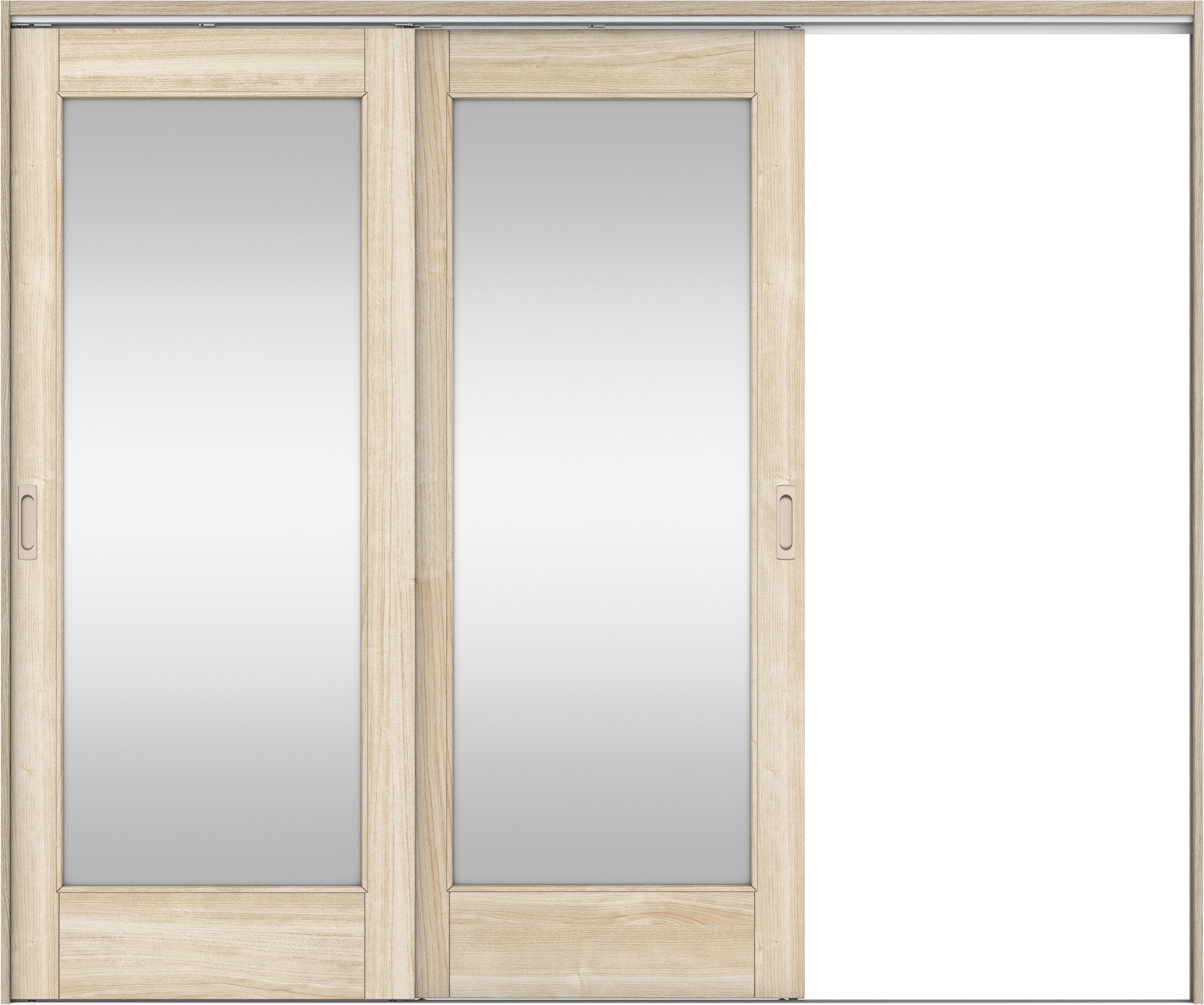 リビングドア　イエリア　吊戸・２枚片引　扉セット　２１デザイン　２４３７幅用　２０００高　〈コットンベージュ柄〉　右引用　錠なし　ラクラクローズ付用