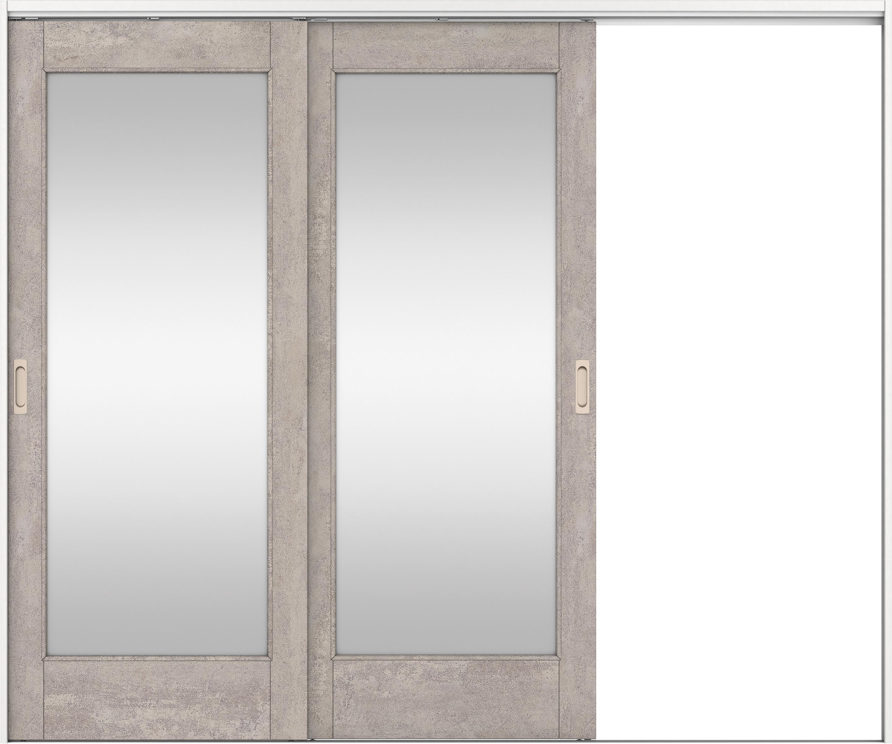 リビングドア　イエリア　吊戸・２枚片引　扉セット　２１デザイン　２４３７幅用　２０００高　〈コンクリートグレー柄〉　右引用　錠なし　ラクラクローズ付用