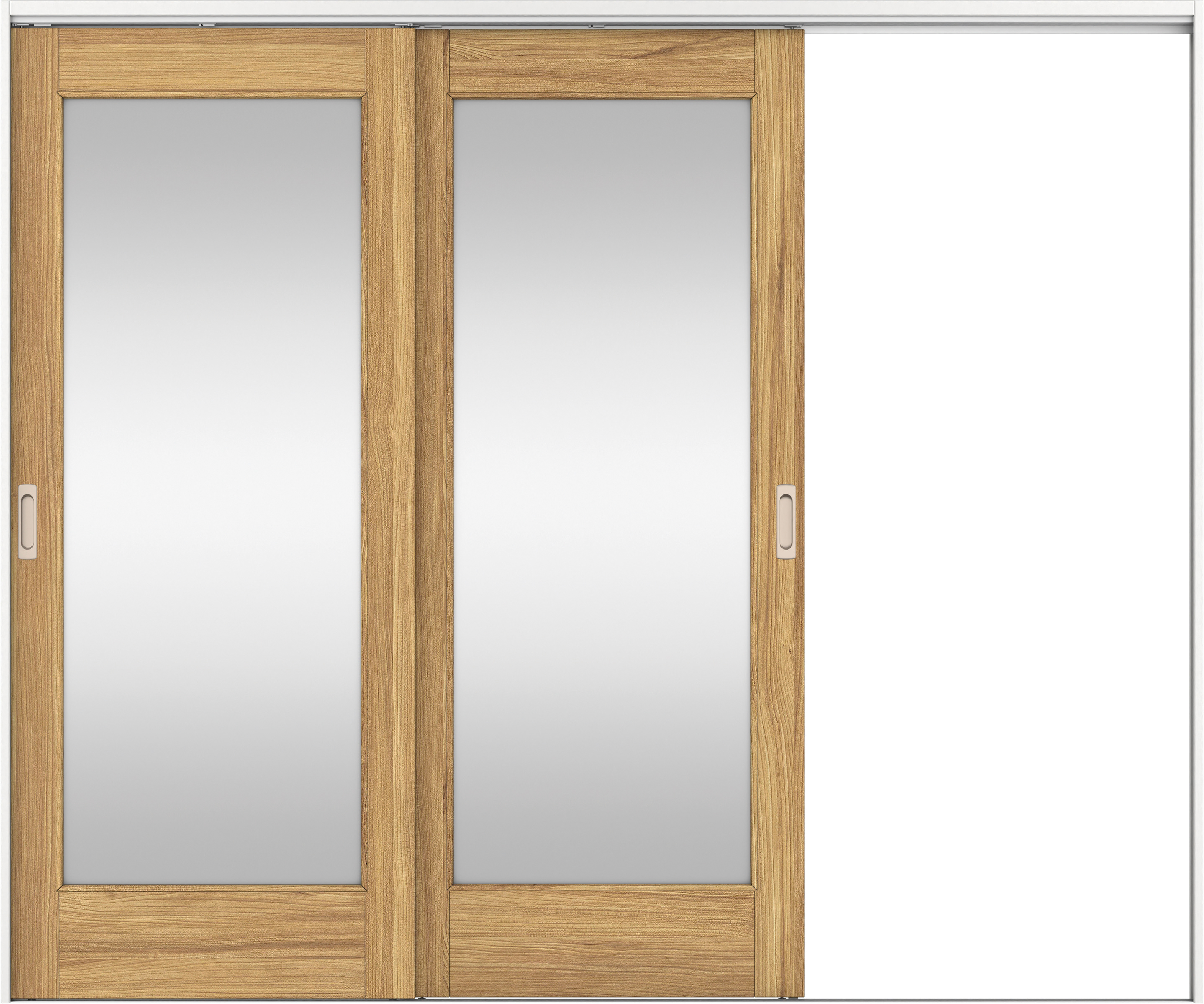 リビングドア　イエリア　吊戸・２枚片引　扉セット　２１デザイン　２４３７幅用　２０００高　〈シナモンブラウン柄〉　右引用　錠なし　ラクラクローズ付用