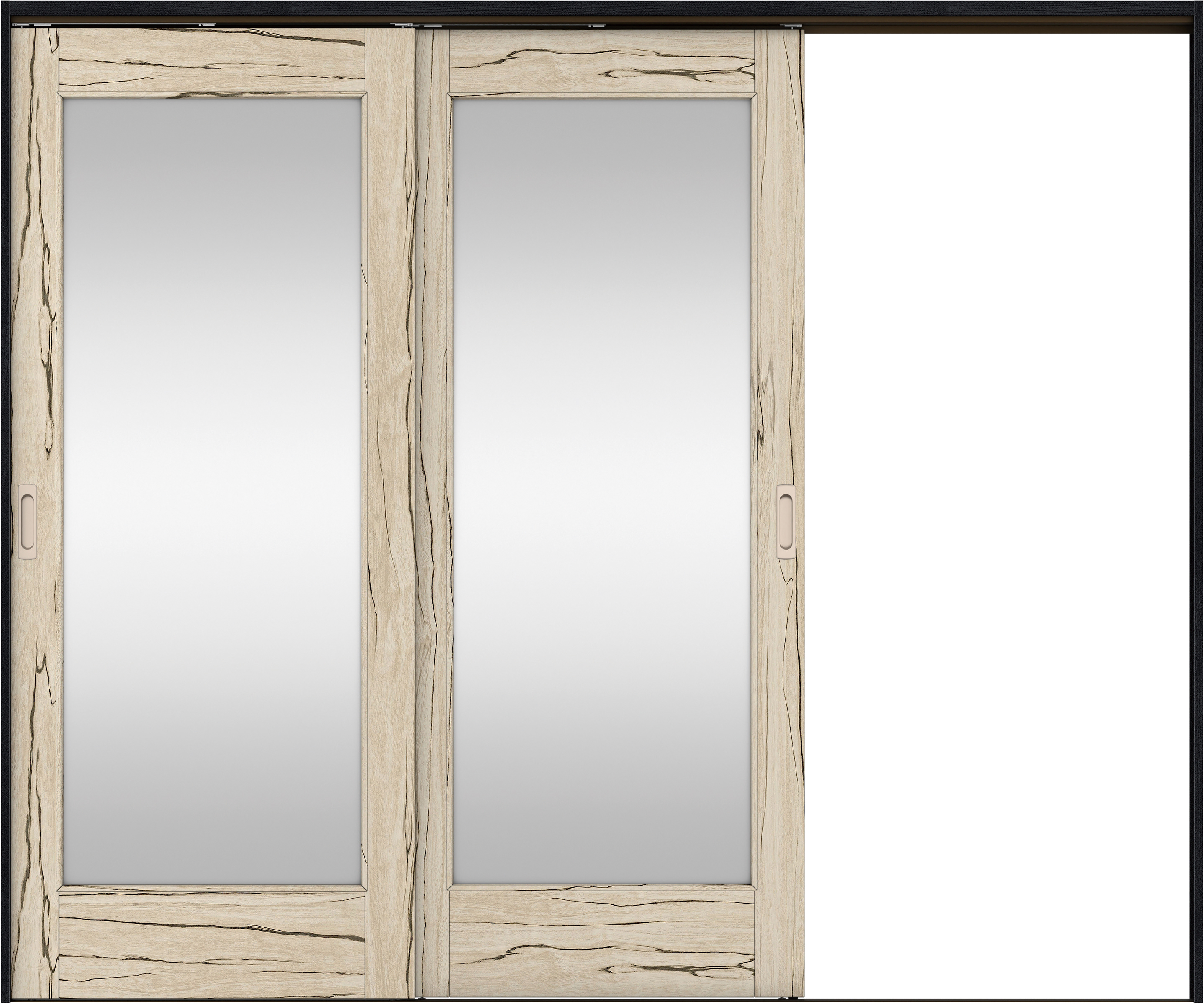 リビングドア　イエリア　吊戸・２枚片引　扉セット　２１デザイン　２４３７幅用　２０００高　〈スロウベージュ柄〉　右引用　錠なし　ラクラクローズ付用