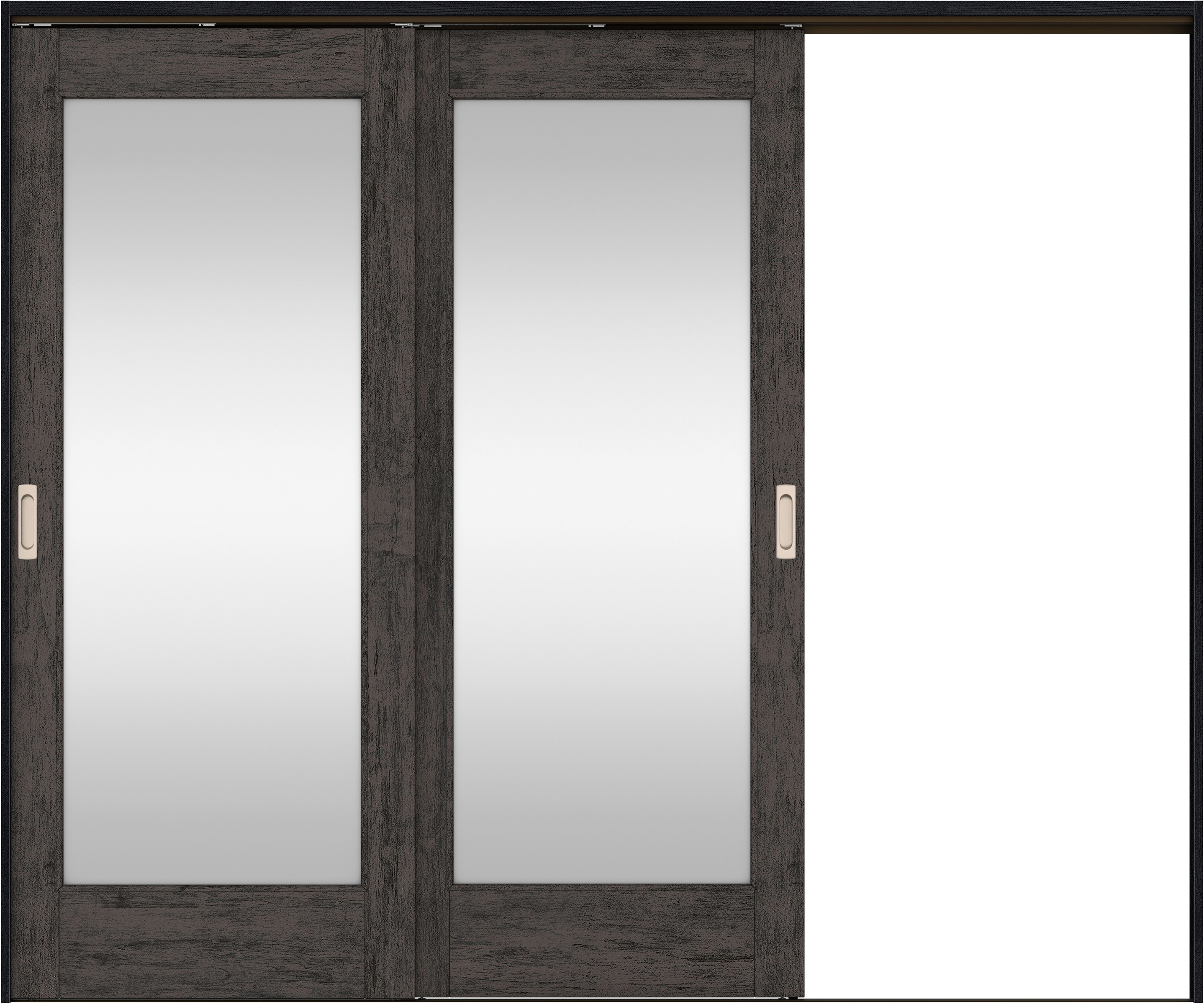 リビングドア　イエリア　吊戸・２枚片引　扉セット　２１デザイン　２４３７幅用　２０００高　〈ドライブラック柄〉　右引用　錠なし　ラクラクローズ付用