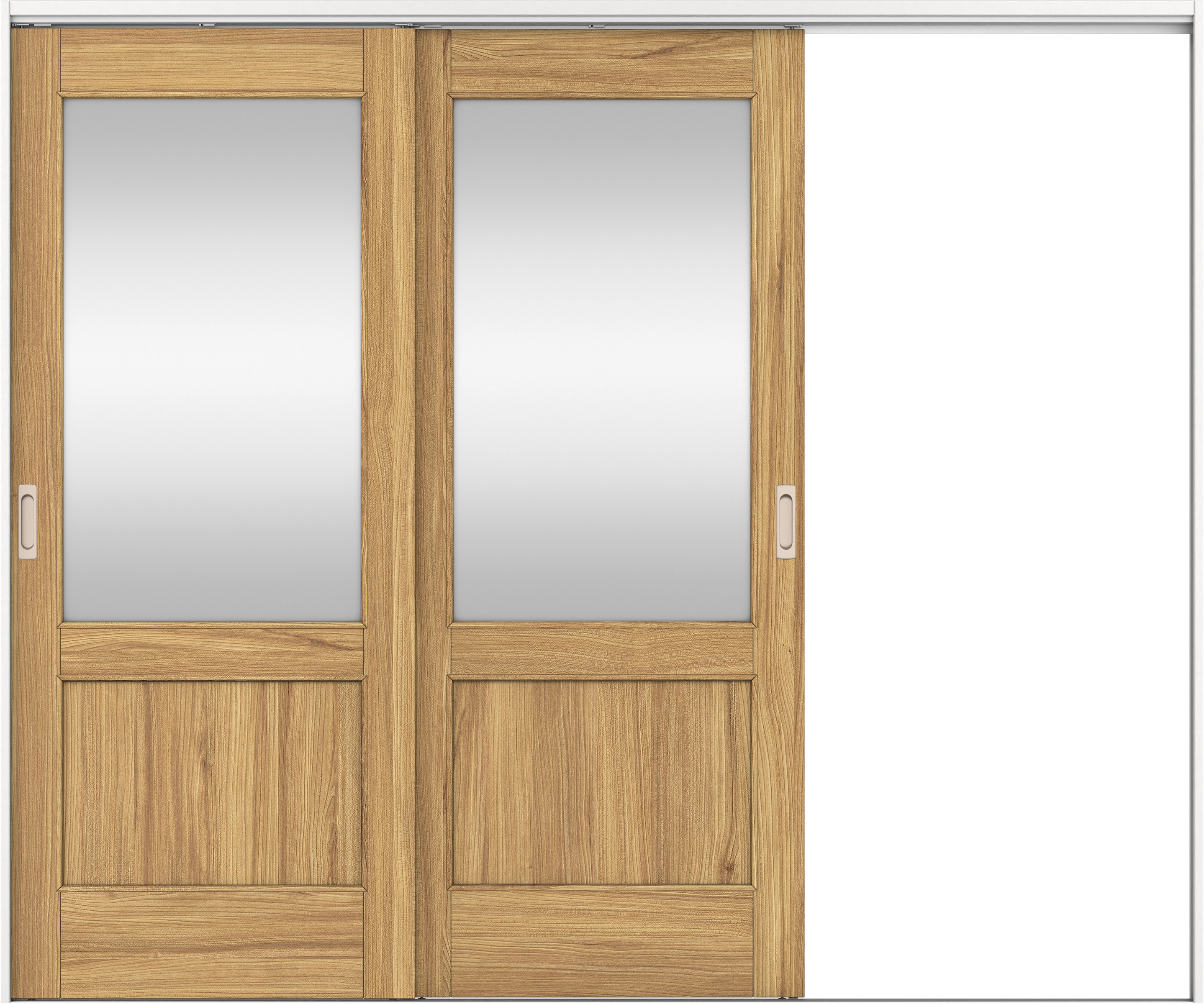 リビングドア　イエリア　吊戸・２枚片引　扉セット　２６デザイン　２４３７幅用　２０００高　〈シナモンブラウン柄〉　右引用　錠なし　ラクラクローズ付用