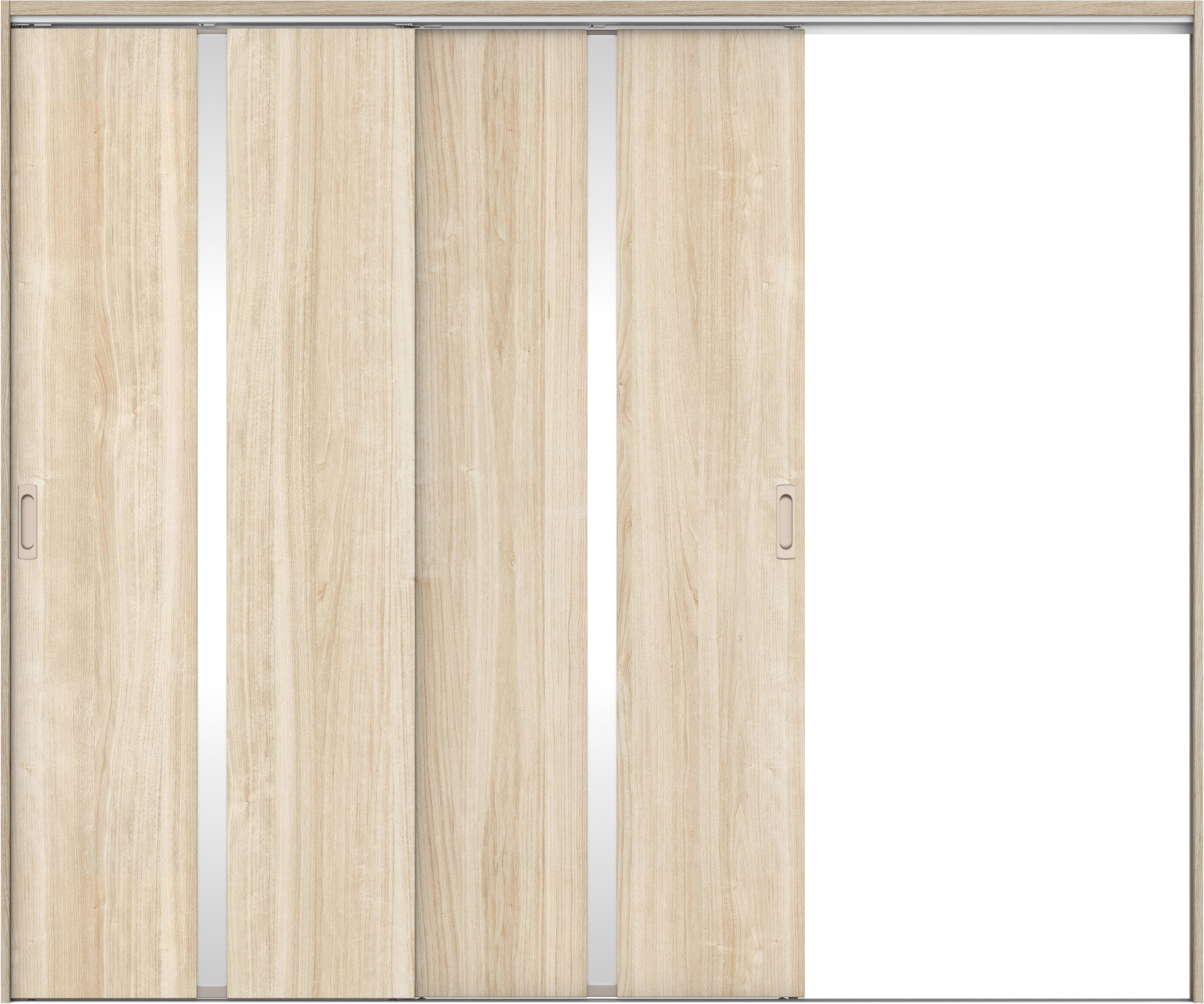 リビングドア　イエリア　吊戸・２枚片引　扉セット　２Ｐデザイン　２４３７幅用　２０００高　〈コットンベージュ柄〉　右引用　錠なし　ラクラクローズ付用