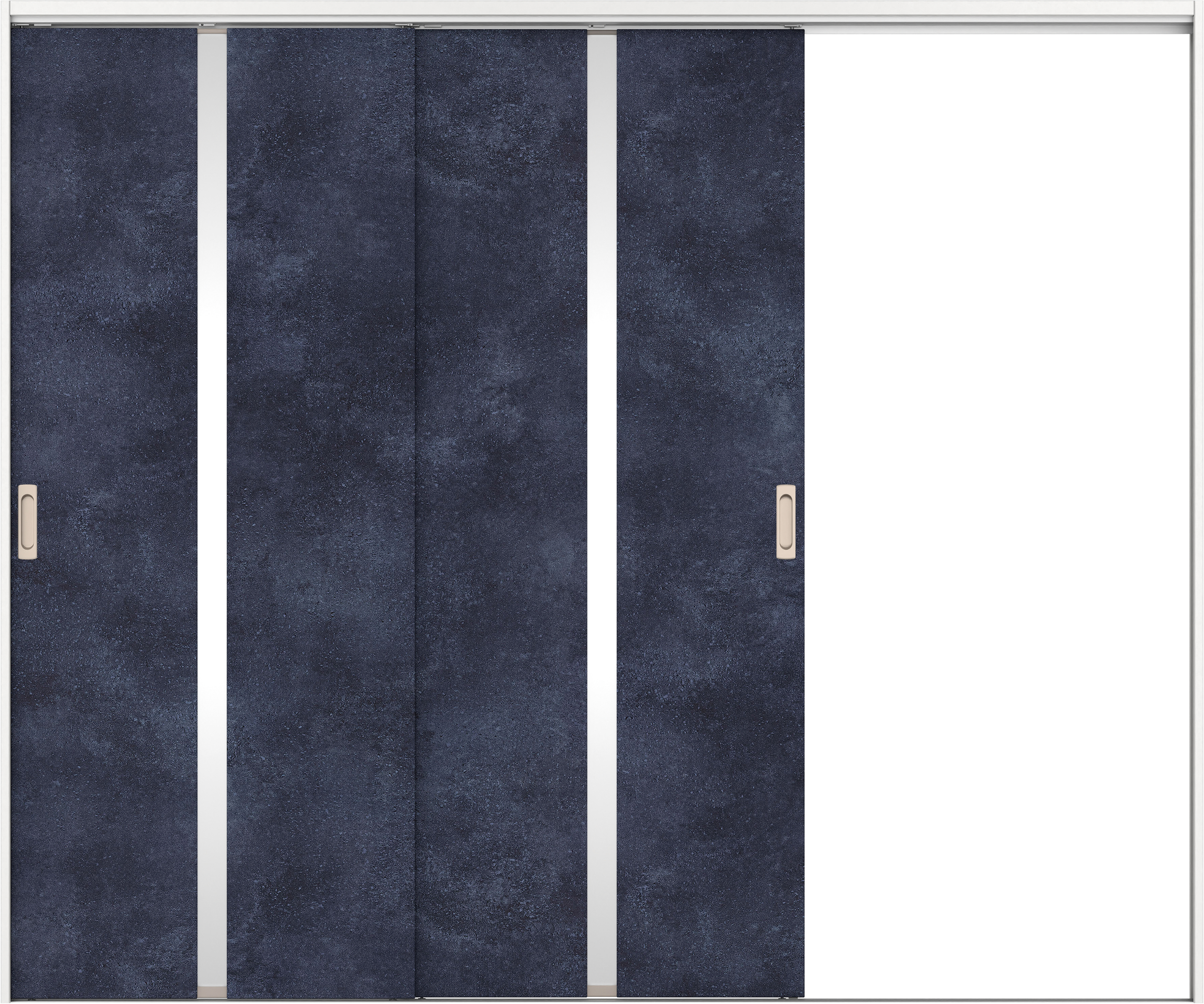 リビングドア　イエリア　吊戸・２枚片引　扉セット　２Ｐデザイン　２４３７幅用　２０００高　〈コバルトブルー柄〉　右引用　錠なし　ラクラクローズ付用