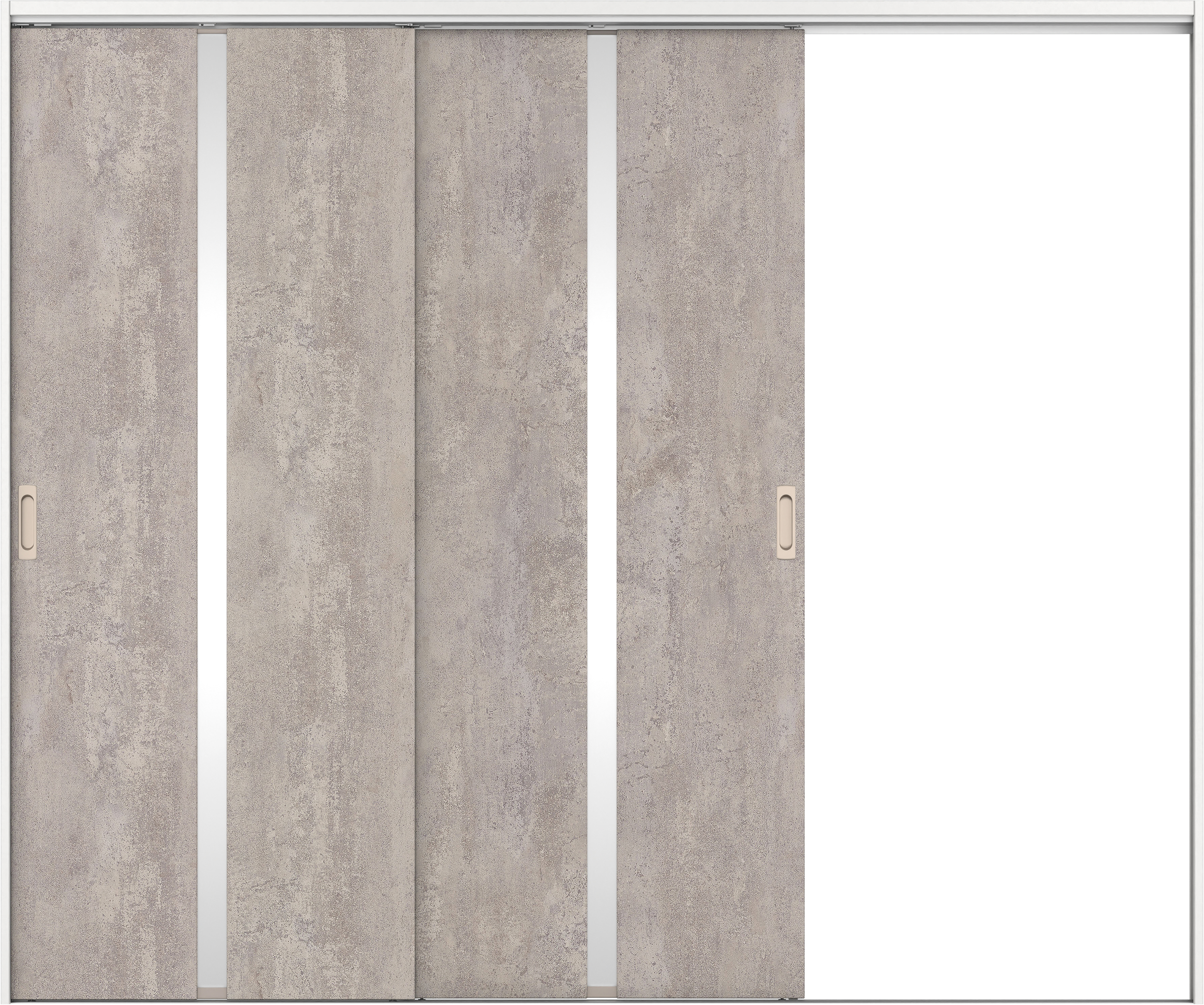 リビングドア　イエリア　吊戸・２枚片引　扉セット　２Ｐデザイン　２４３７幅用　２０００高　〈コンクリートグレー柄〉　右引用　錠なし　ラクラクローズ付用