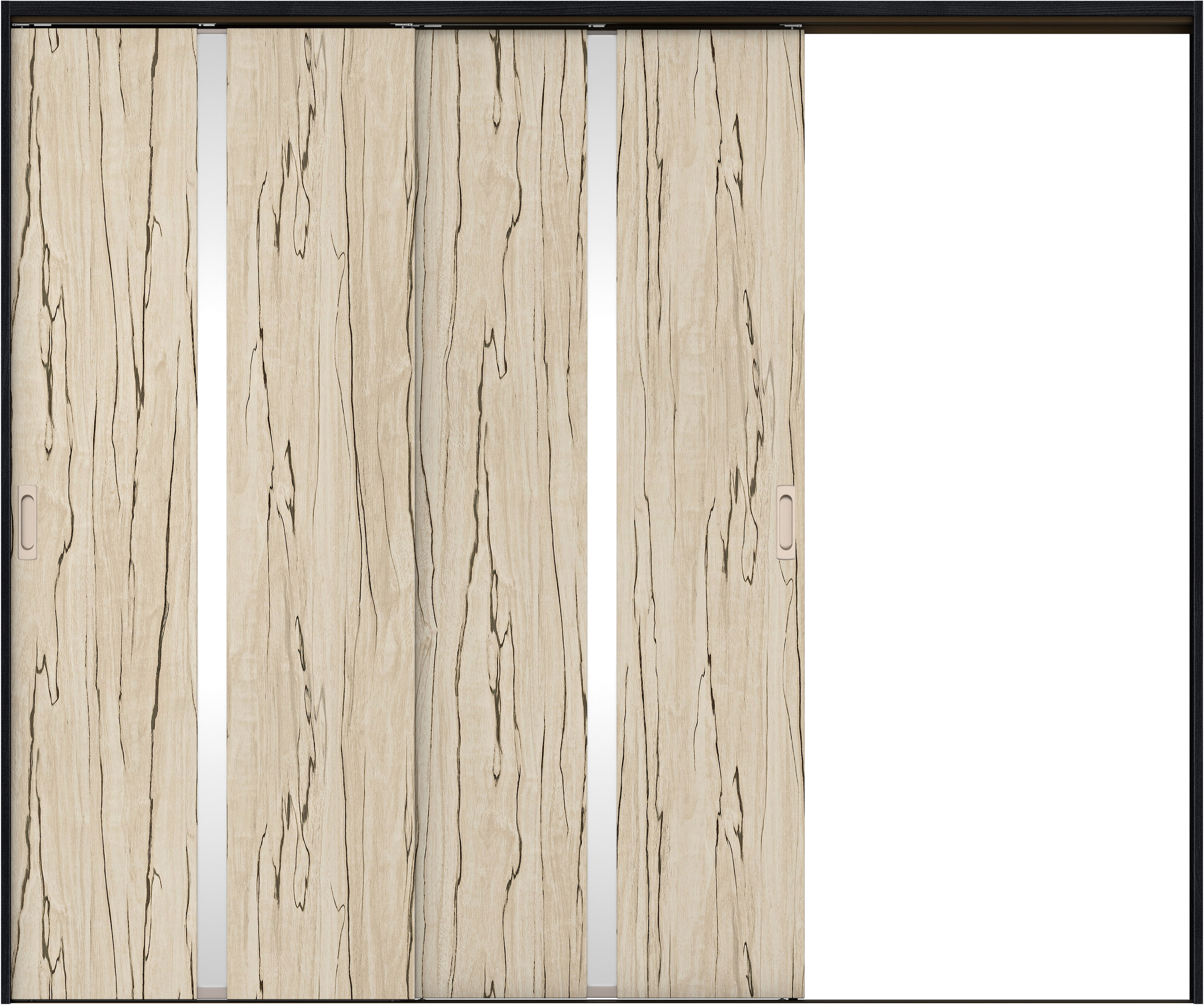 リビングドア　イエリア　吊戸・２枚片引　扉セット　２Ｐデザイン　２４３７幅用　２０００高　〈スロウベージュ柄〉　右引用　錠なし　ラクラクローズ付用