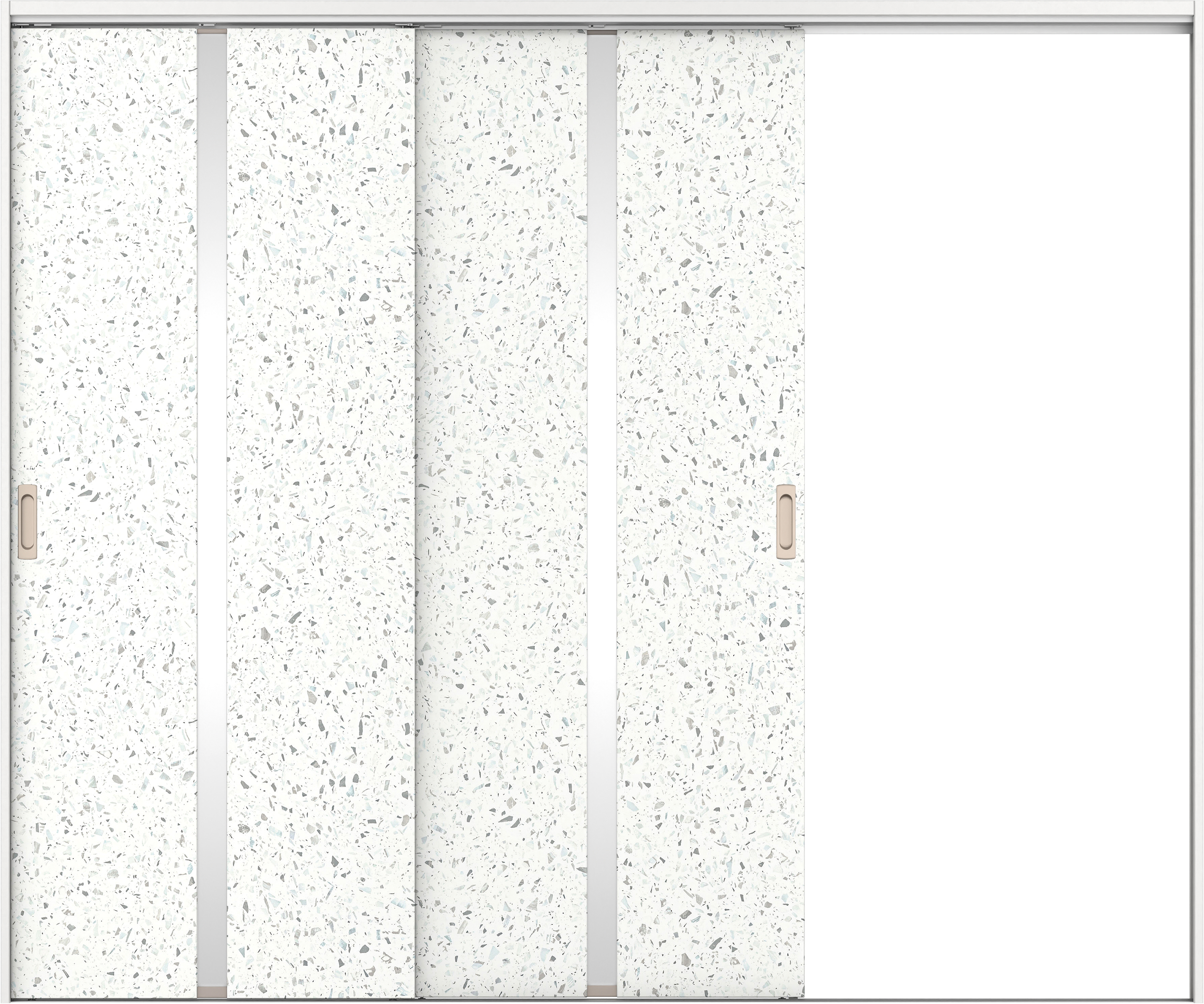 リビングドア　イエリア　吊戸・２枚片引　扉セット　２Ｐデザイン　２４３７幅用　２０００高　〈テラゾホワイト柄〉　右引用　錠なし　ラクラクローズ付用