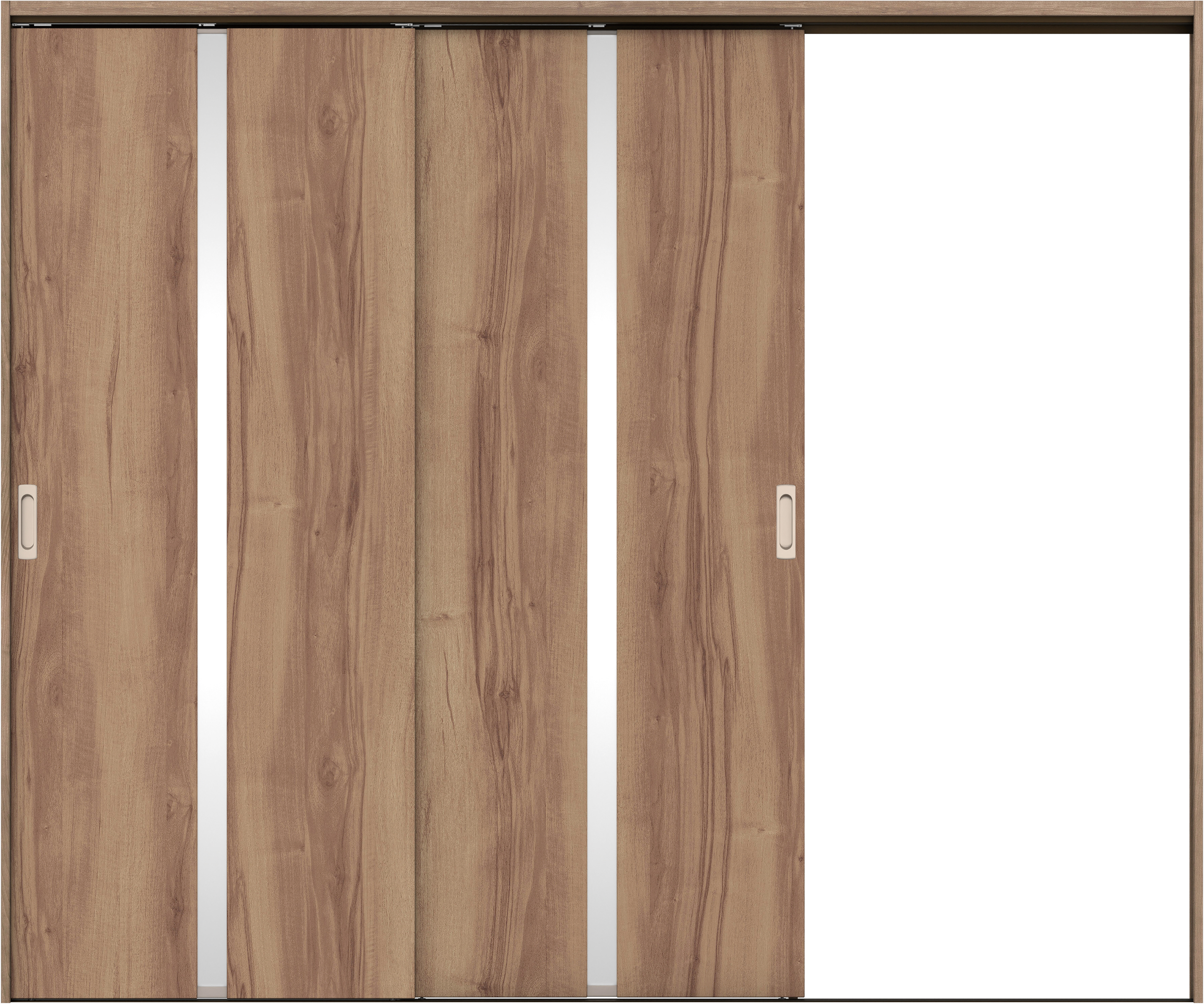 リビングドア　イエリア　吊戸・２枚片引　扉セット　２Ｐデザイン　２４３７幅用　２０００高　〈バームブラウン柄〉　右引用　錠なし　ラクラクローズ付用