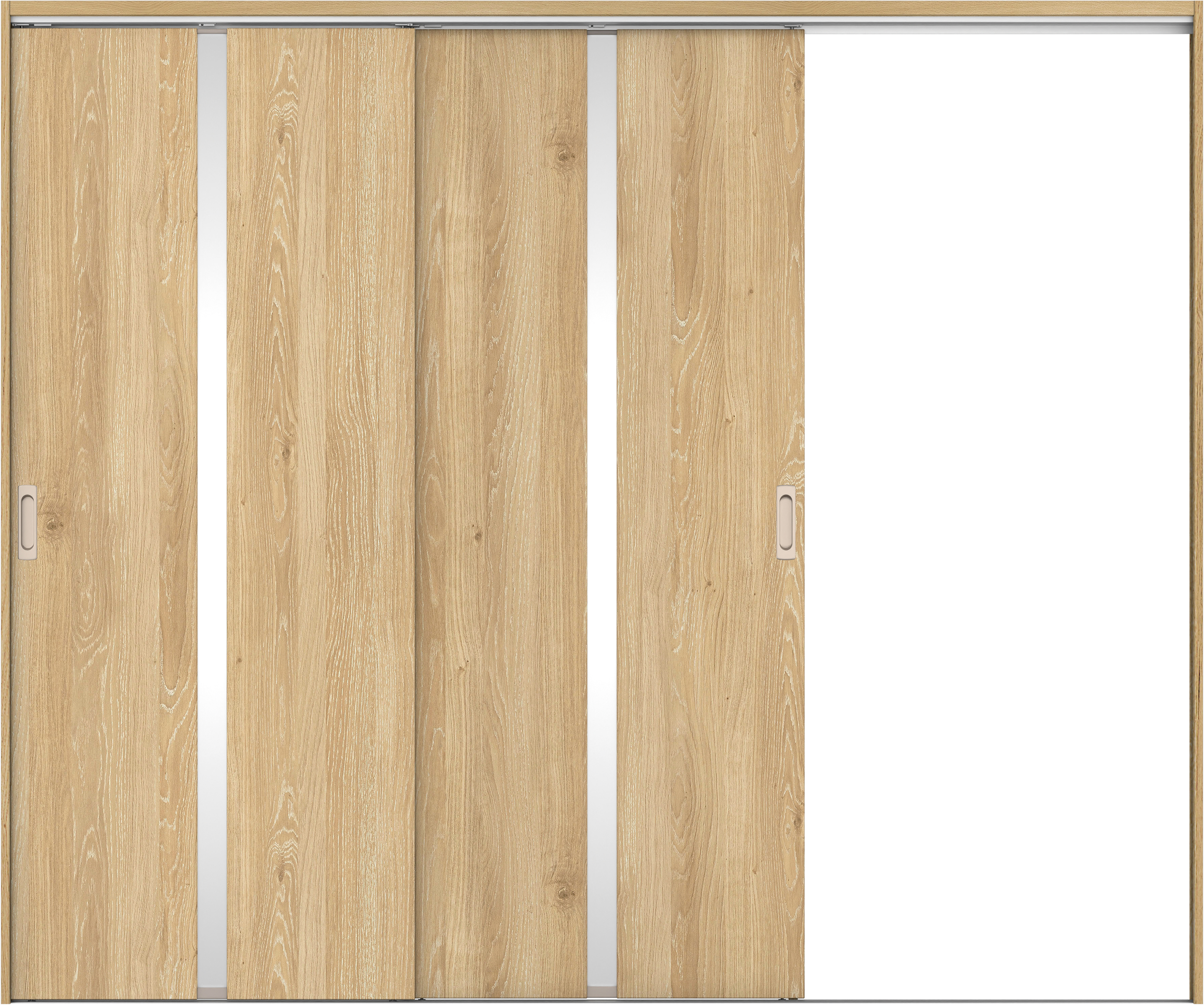 リビングドア　イエリア　吊戸・２枚片引　扉セット　２Ｐデザイン　２４３７幅用　２０００高　〈ミルキーオーカー柄〉　右引用　錠なし　ラクラクローズ付用