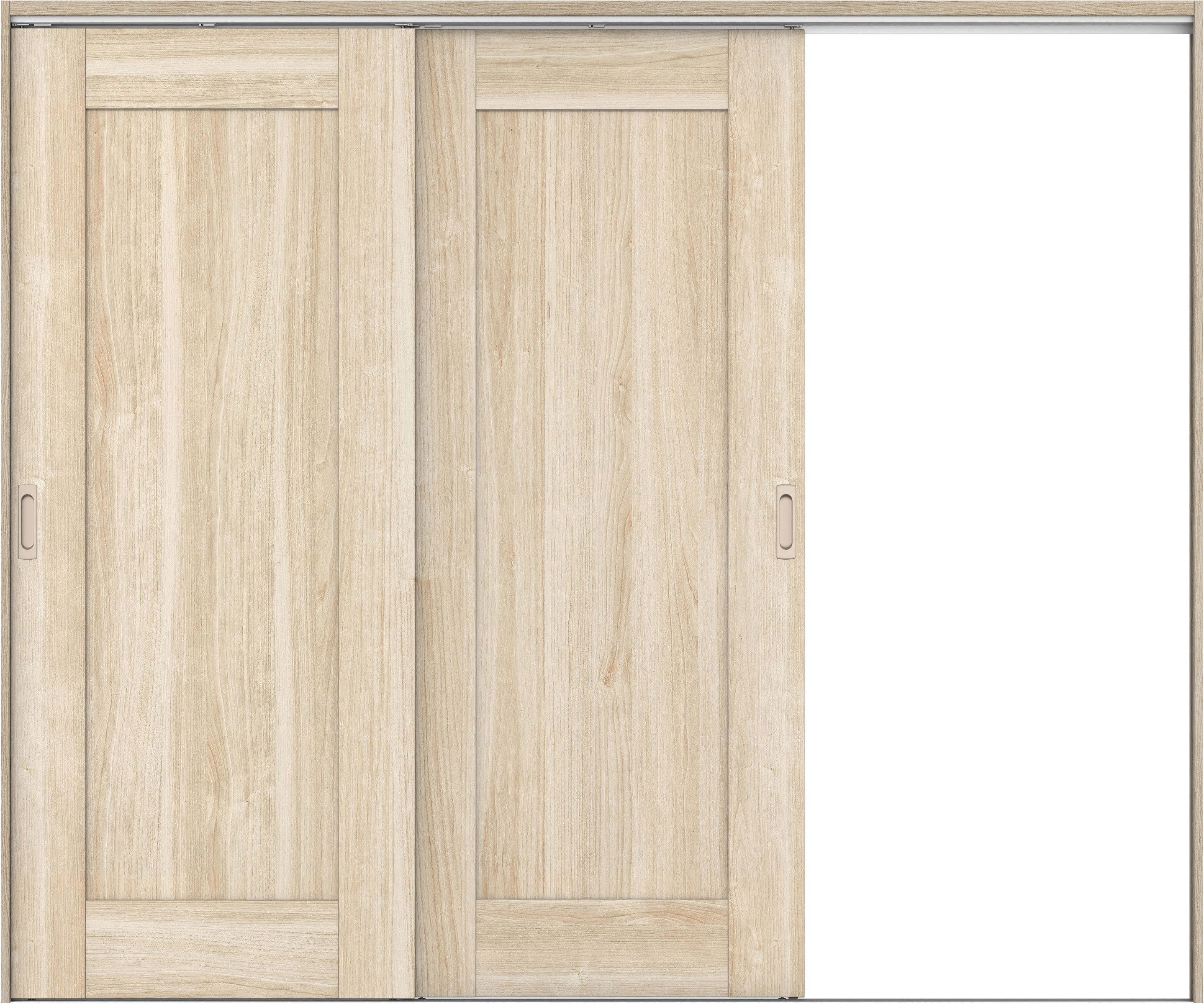 リビングドア　イエリア　吊戸・２枚片引　扉セット　３８デザイン　２４３７幅用　２０００高　〈コットンベージュ柄〉　右引用　錠なし　ラクラクローズ付用