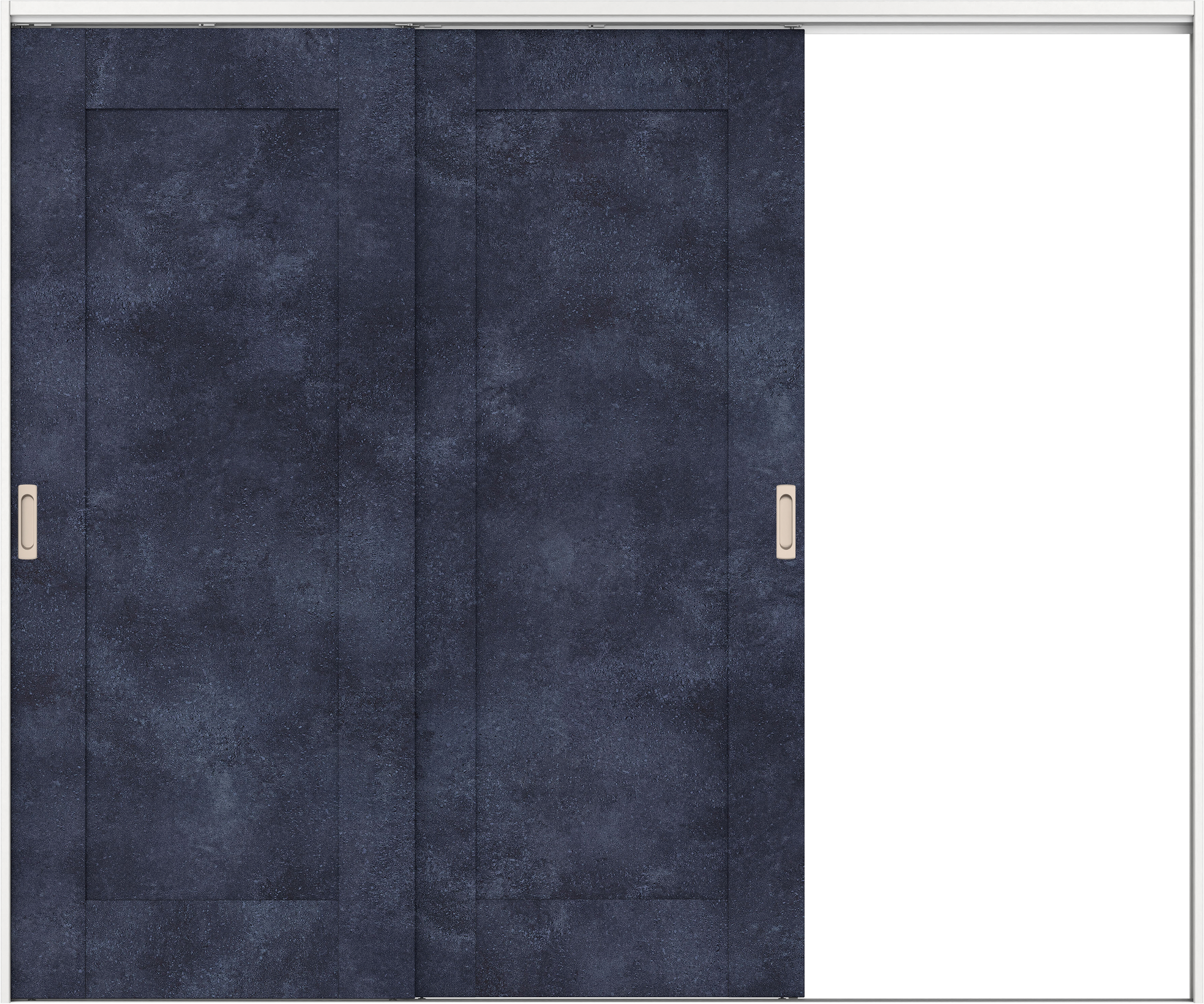 リビングドア　イエリア　吊戸・２枚片引　扉セット　３８デザイン　２４３７幅用　２０００高　〈コバルトブルー柄〉　右引用　錠なし　ラクラクローズ付用