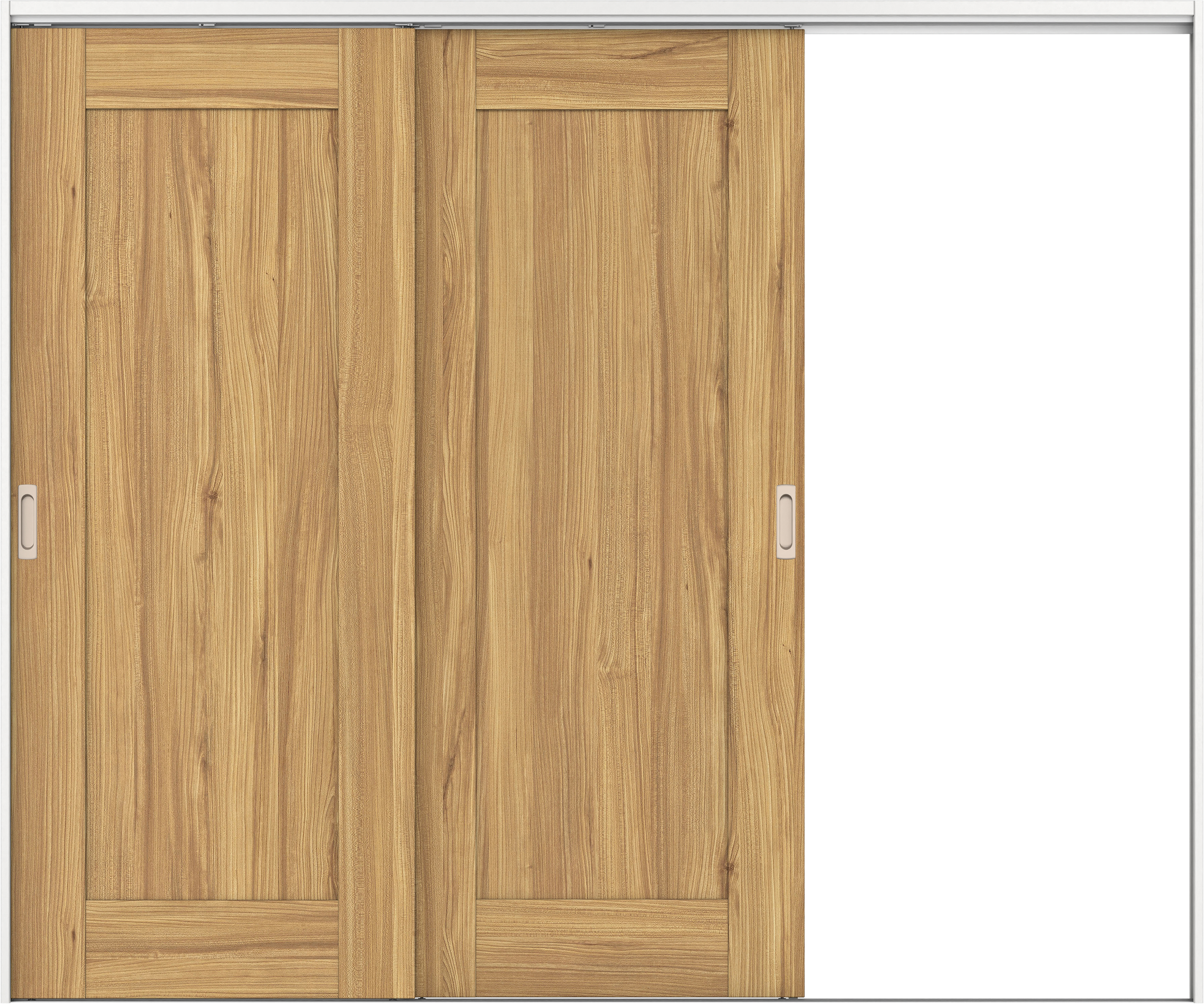 リビングドア　イエリア　吊戸・２枚片引　扉セット　３８デザイン　２４３７幅用　２０００高　〈シナモンブラウン柄〉　右引用　錠なし　ラクラクローズ付用