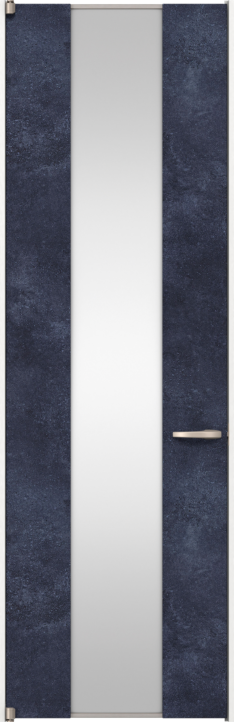 リビングドア　イエリア　二方枠ドア　扉セット　４Ｐデザイン　７３５幅　２４００高　〈コバルトブルー柄〉　左開き　空錠　ピボット丁番