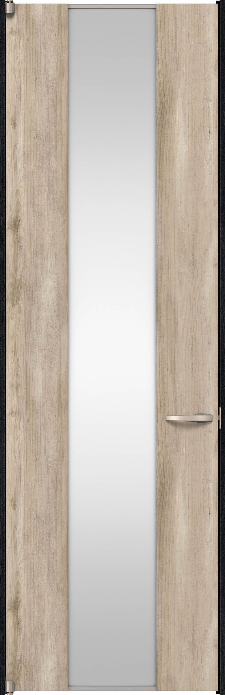 リビングドア　イエリア　二方枠ドア　扉セット　４Ｐデザイン　７３５幅　２４００高　〈スモークグレー柄〉　左開き　空錠　ピボット丁番