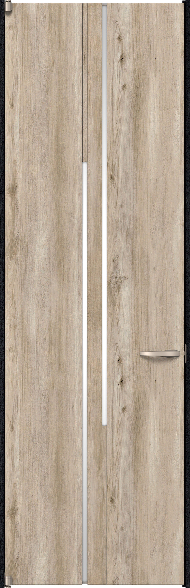 リビングドア　イエリア　二方枠ドア　扉セット　７Ｐデザイン　７３５幅　２４００高　〈スモークグレー柄〉　左開き　空錠　ピボット丁番