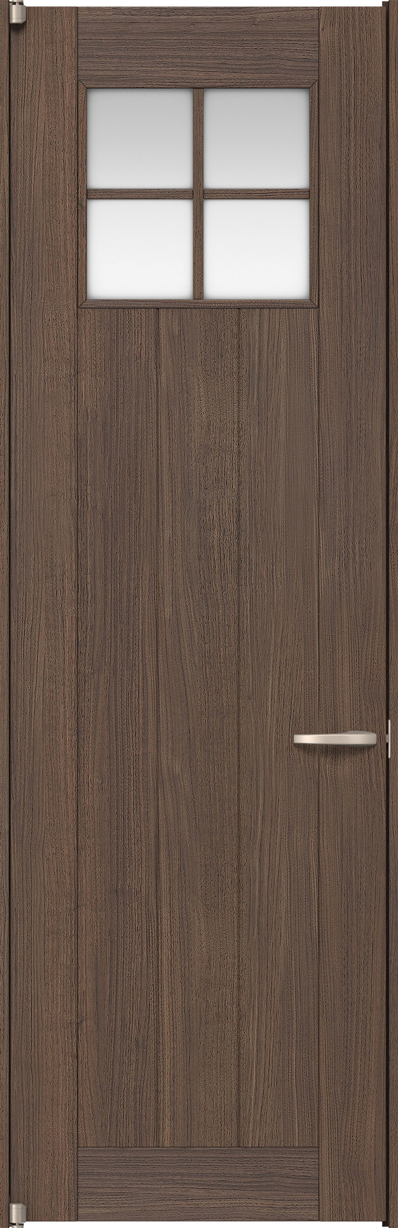 リビングドア　イエリア　二方枠ドア　扉セット　１Ｓデザイン　７８０幅　２４００高　〈ダルブラウン柄〉　左開き　空錠　ピボット丁番