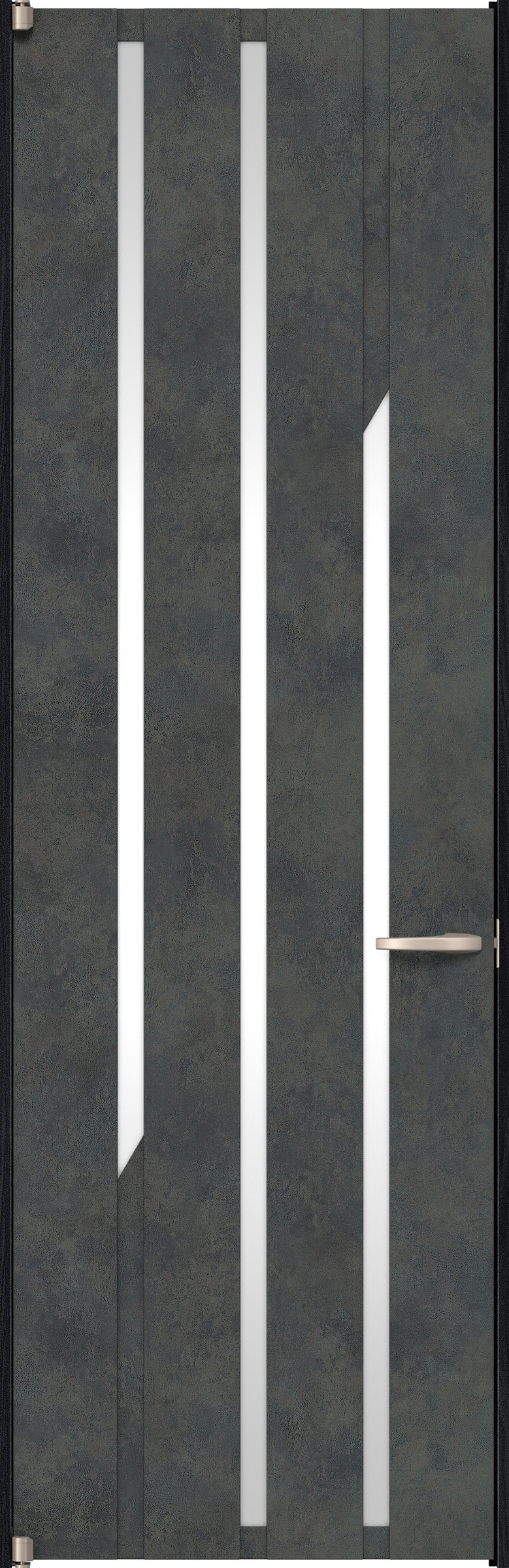 リビングドア　イエリア　二方枠ドア　扉セット　Ｅ３デザイン　７３５幅　２４００高　〈アイアンブラック柄〉　左開き　空錠　ピボット丁番