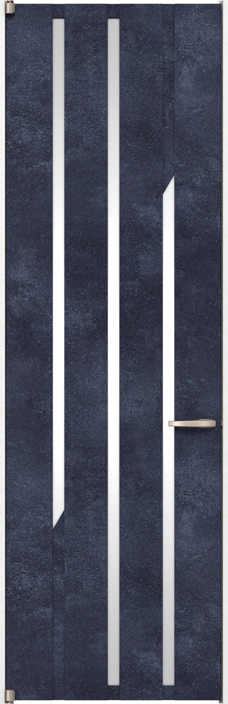 リビングドア　イエリア　二方枠ドア　扉セット　Ｅ３デザイン　７３５幅　２４００高　〈コバルトブルー柄〉　左開き　空錠　ピボット丁番