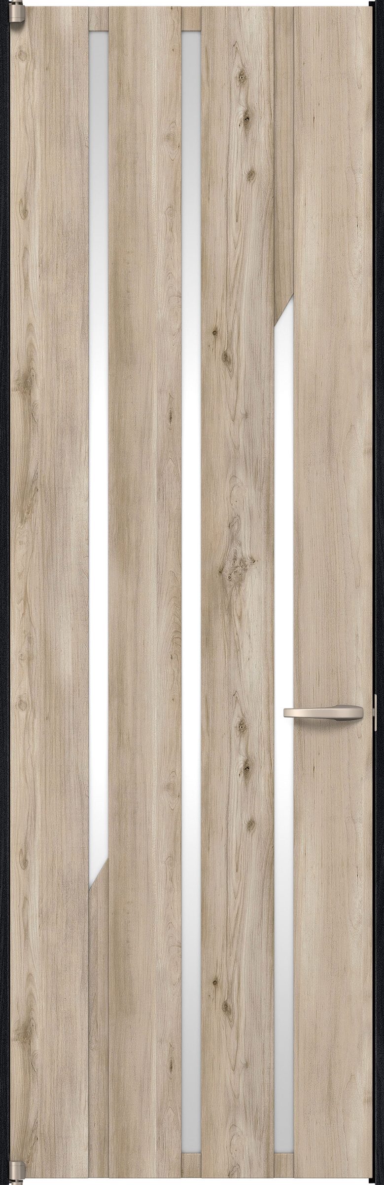 リビングドア　イエリア　二方枠ドア　扉セット　Ｅ３デザイン　７３５幅　２４００高　〈スモークグレー柄〉　左開き　空錠　ピボット丁番