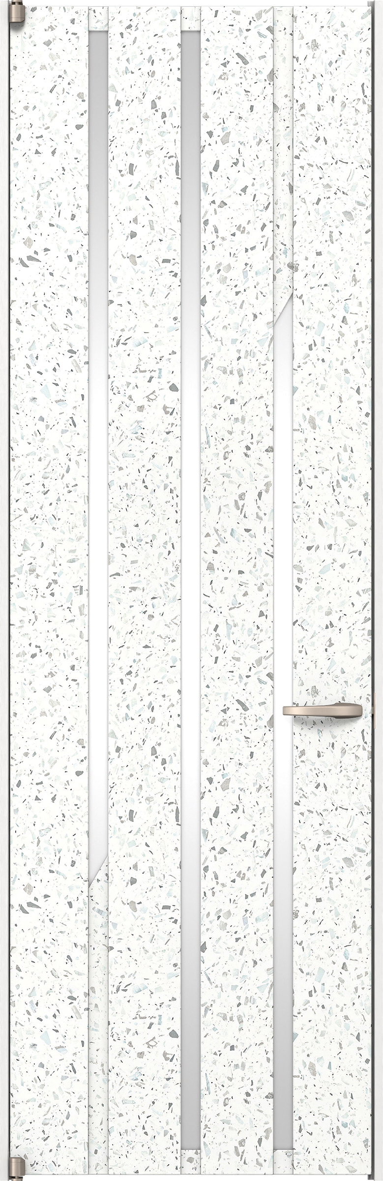 リビングドア　イエリア　二方枠ドア　扉セット　Ｅ３デザイン　７３５幅　２４００高　〈テラゾホワイト柄〉　左開き　空錠　ピボット丁番