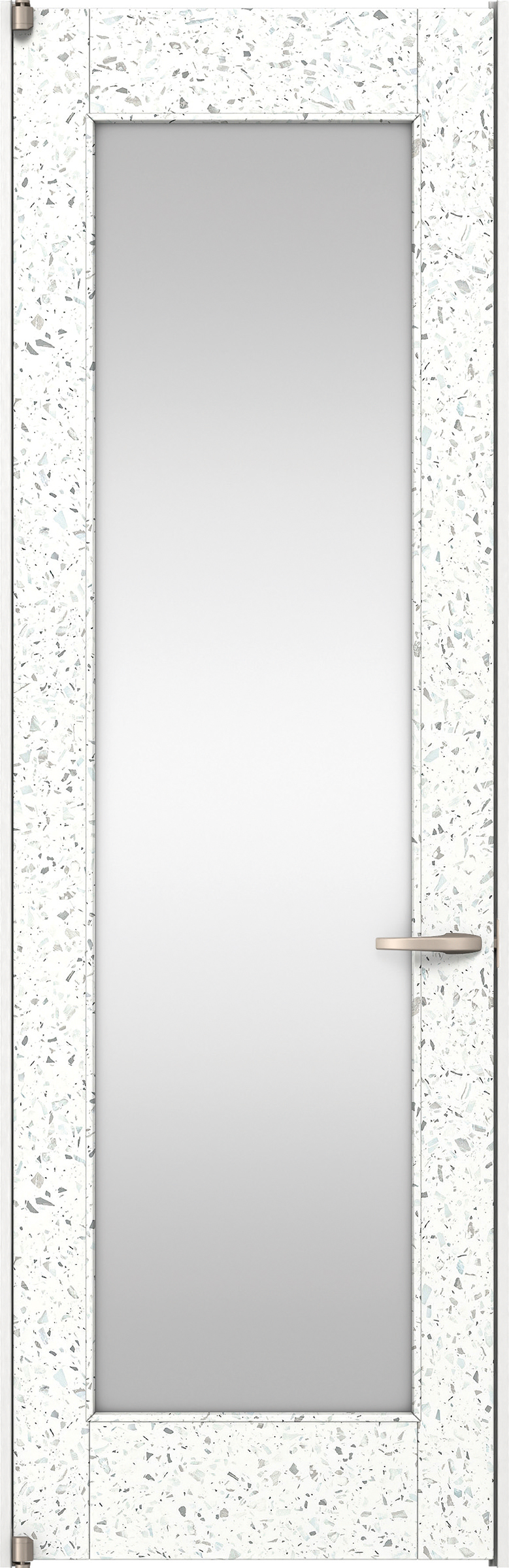 リビングドア　イエリア　二方枠ドア　扉セット　２１デザイン　８５０幅　２４００高　〈テラゾホワイト柄〉　左開き　空錠　ピボット丁番