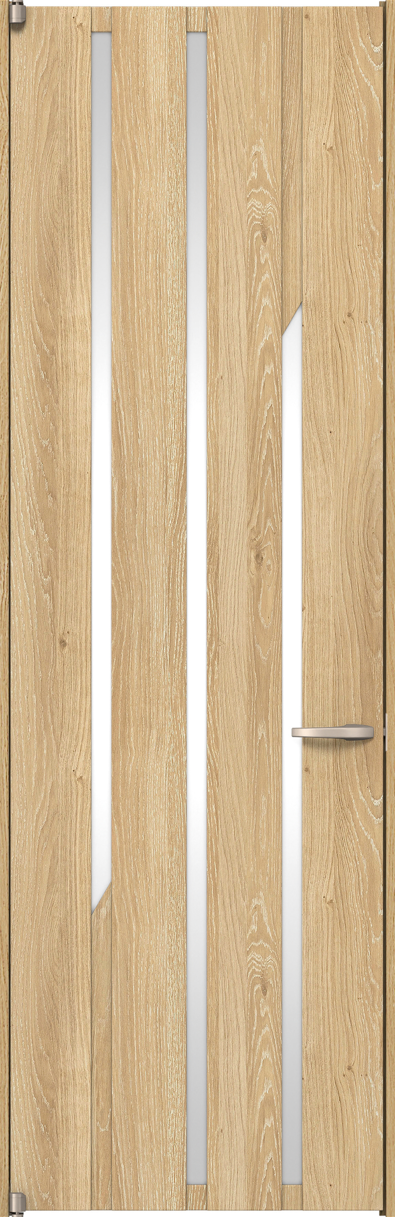 リビングドア　イエリア　二方枠ドア　扉セット　Ｅ３デザイン　７３５幅　２４００高　〈ミルキーオーカー柄〉　左開き　空錠　ピボット丁番