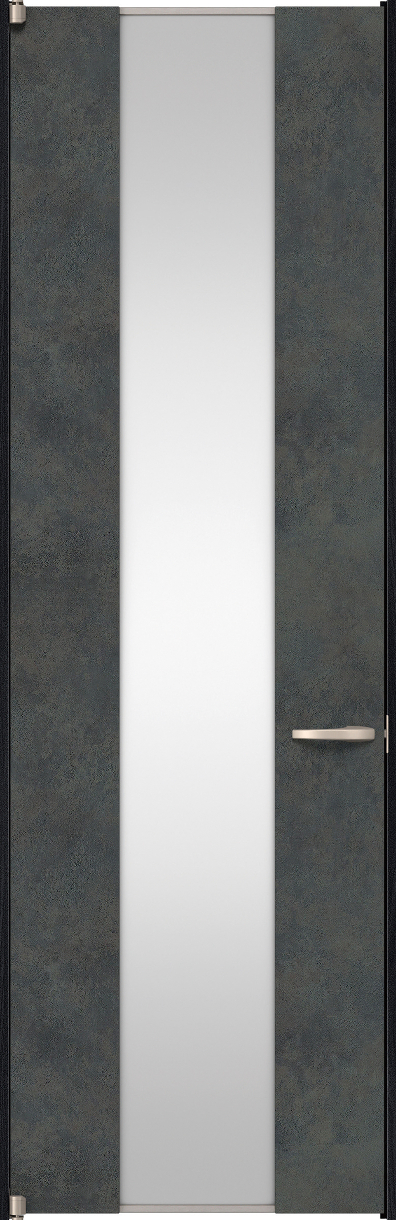 リビングドア　イエリア　二方枠ドア　扉セット　４Ｐデザイン　７３５幅　２４００高　〈アイアンブラック柄〉　左開き　空錠　ピボット丁番