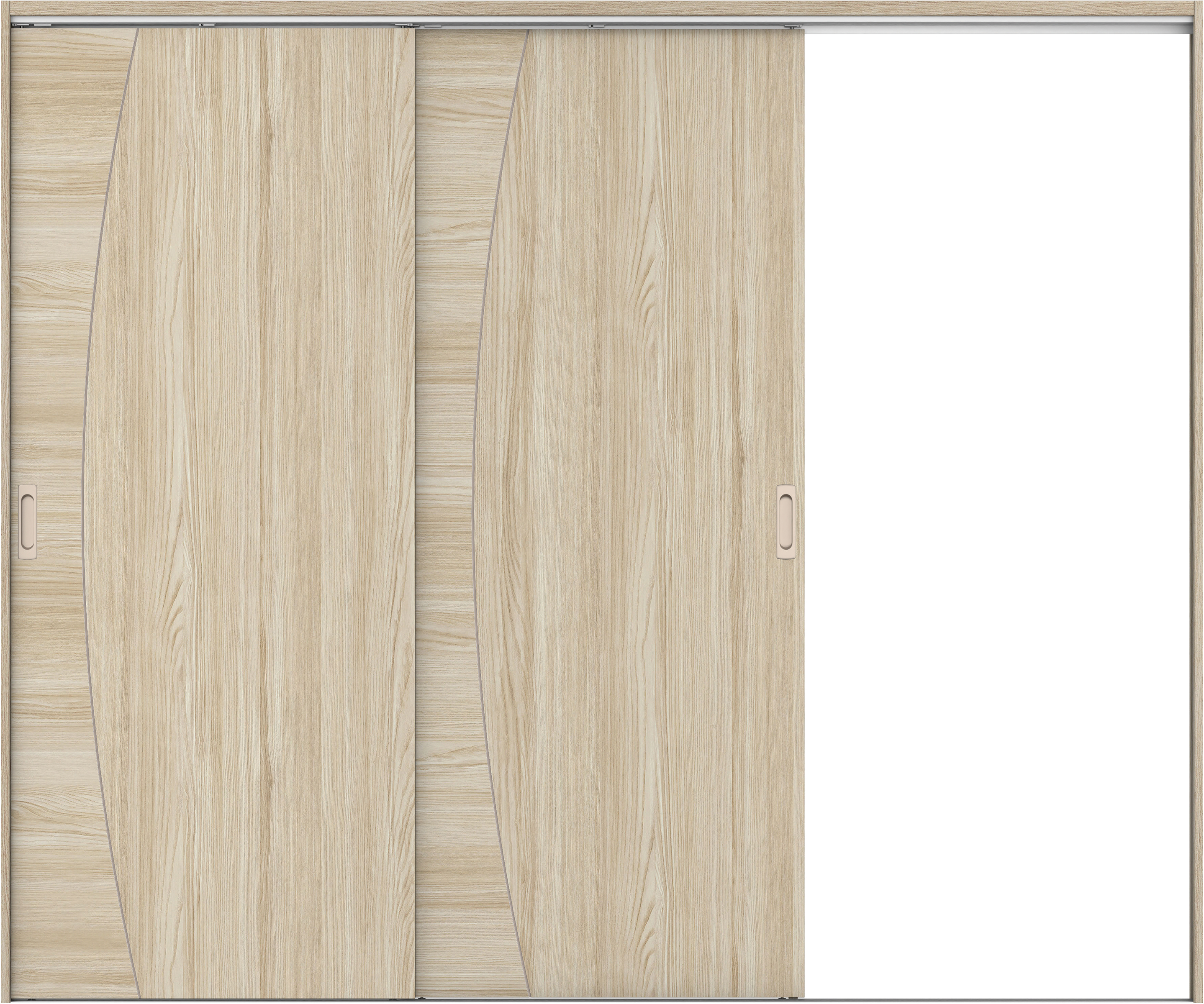 リビングドア　イエリア　吊戸・２枚片引　扉セット　Ｋ６デザイン　２４３７幅用　２０００高　〈ソフトグレージュ柄〉　右引用　錠なし　ラクラクローズ付用