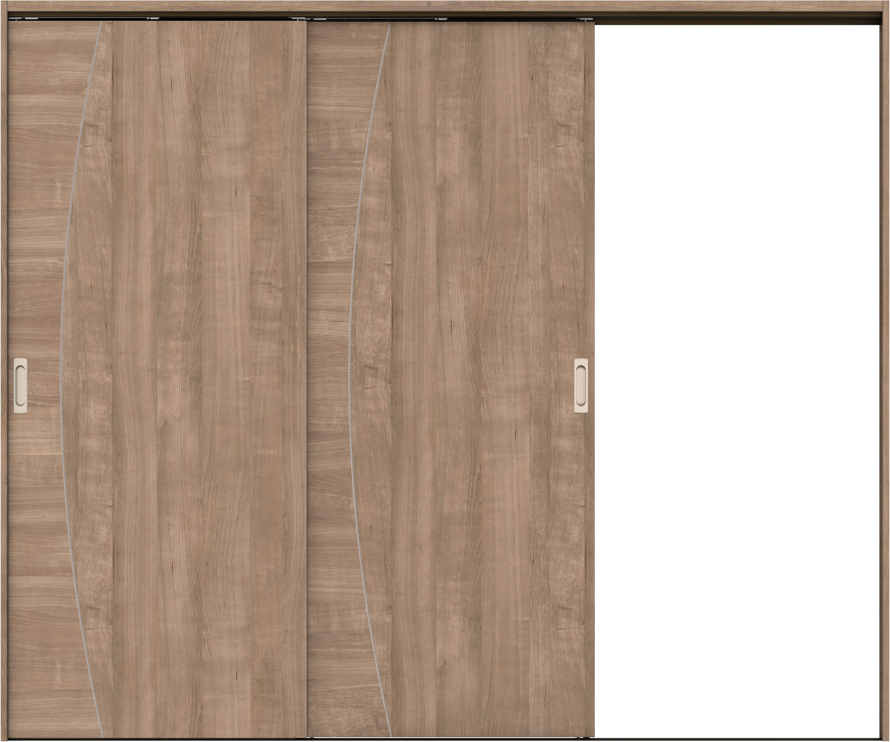 リビングドア　イエリア　吊戸・２枚片引　扉セット　Ｋ６デザイン　２４３７幅用　２０００高　〈トープグレー柄〉　右引用　錠なし　ラクラクローズ付用