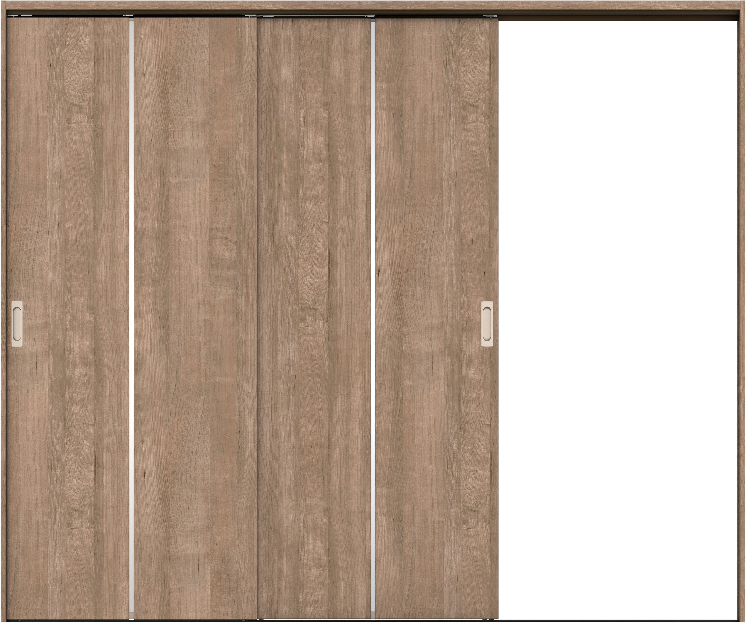 リビングドア　イエリア　吊戸・２枚片引　扉セット　６Ｐデザイン　２４３７幅用　２０００高　〈トープグレー柄〉　右引用　錠なし　ラクラクローズ付用