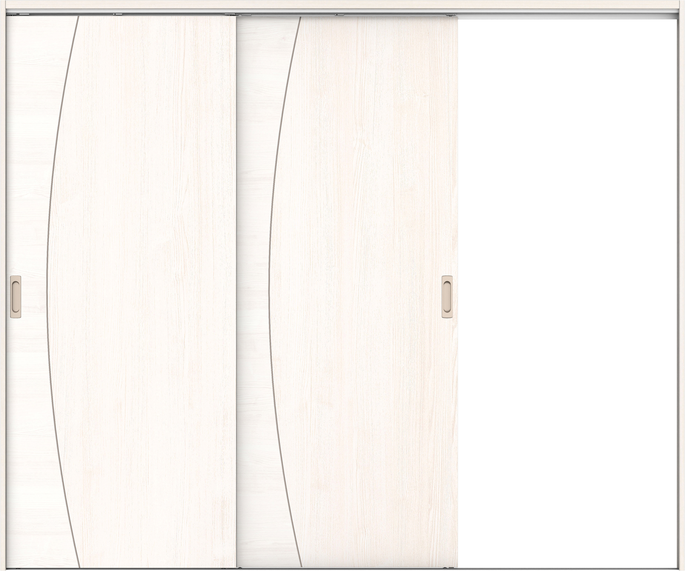 リビングドア　イエリア　吊戸・２枚片引　扉セット　Ｋ６デザイン　２４３７幅用　２０００高　〈ネオホワイト柄〉　右引用　錠なし　ラクラクローズ付用