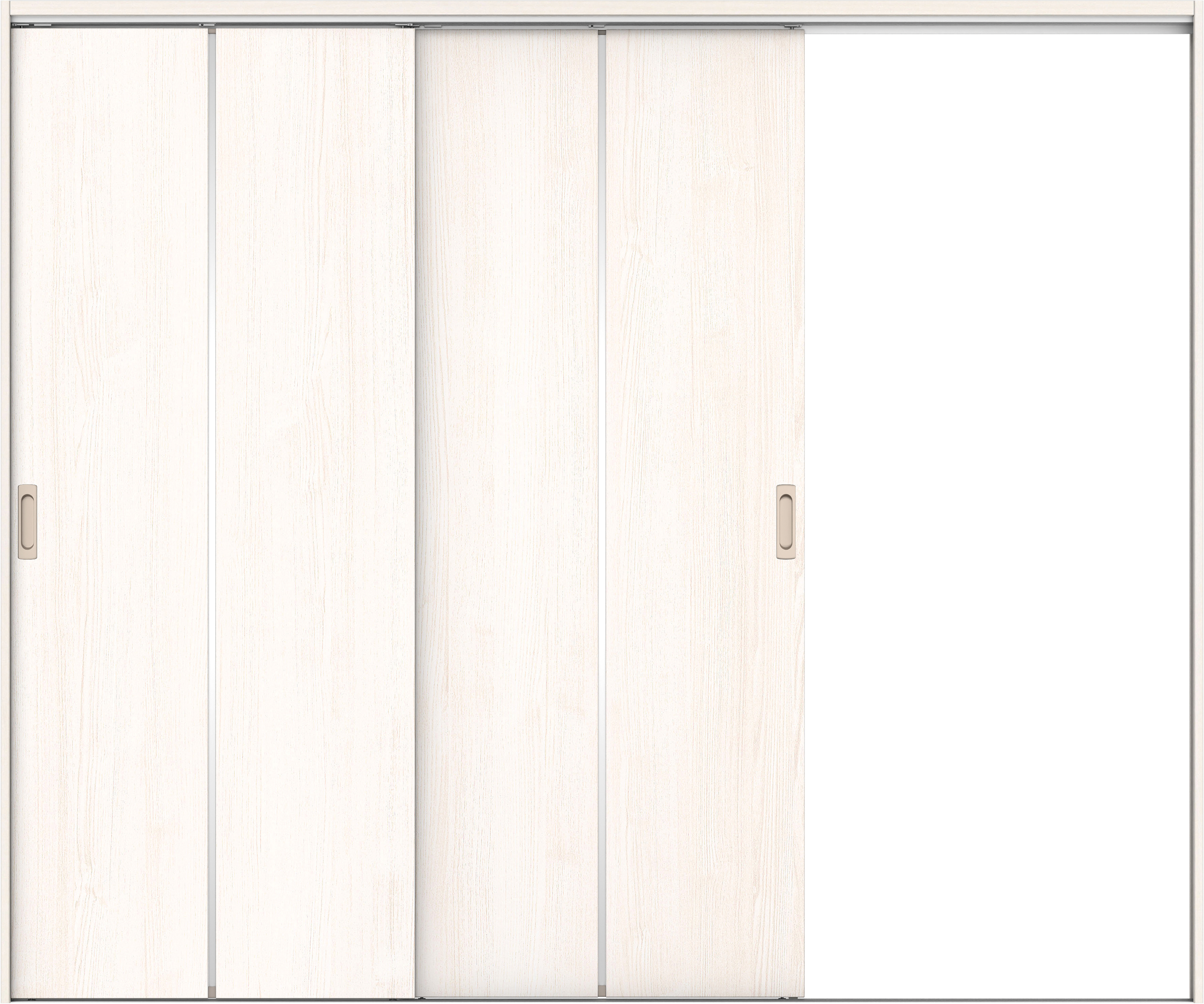 リビングドア　イエリア　吊戸・２枚片引　扉セット　６Ｐデザイン　２４３７幅用　２０００高　〈ネオホワイト柄〉　右引用　錠なし　ラクラクローズ付用