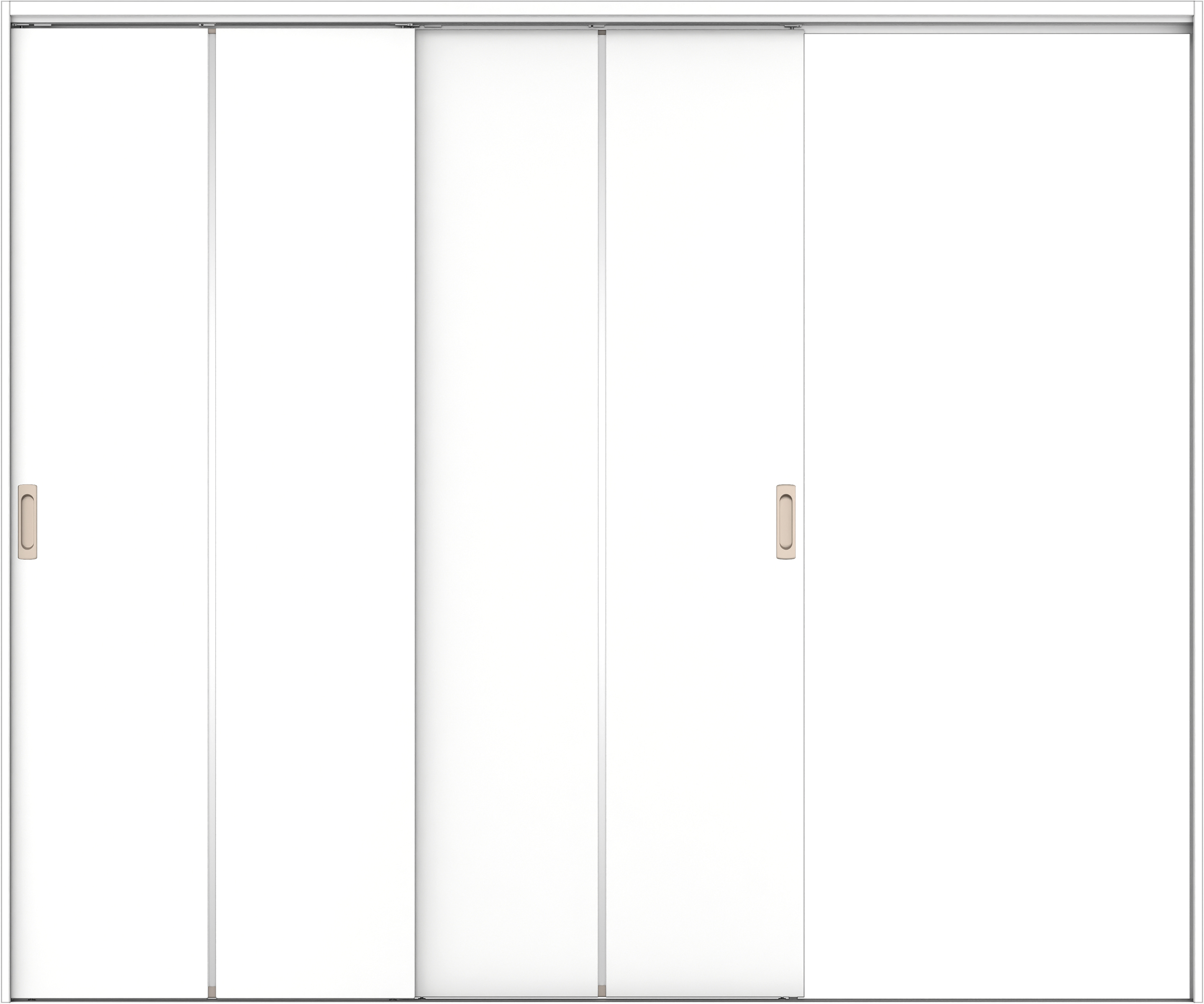 リビングドア　イエリア　吊戸・２枚片引　扉セット　６Ｐデザイン　２４３７幅用　２０００高　〈パウダーホワイト柄〉　右引用　錠なし　ラクラクローズ付用