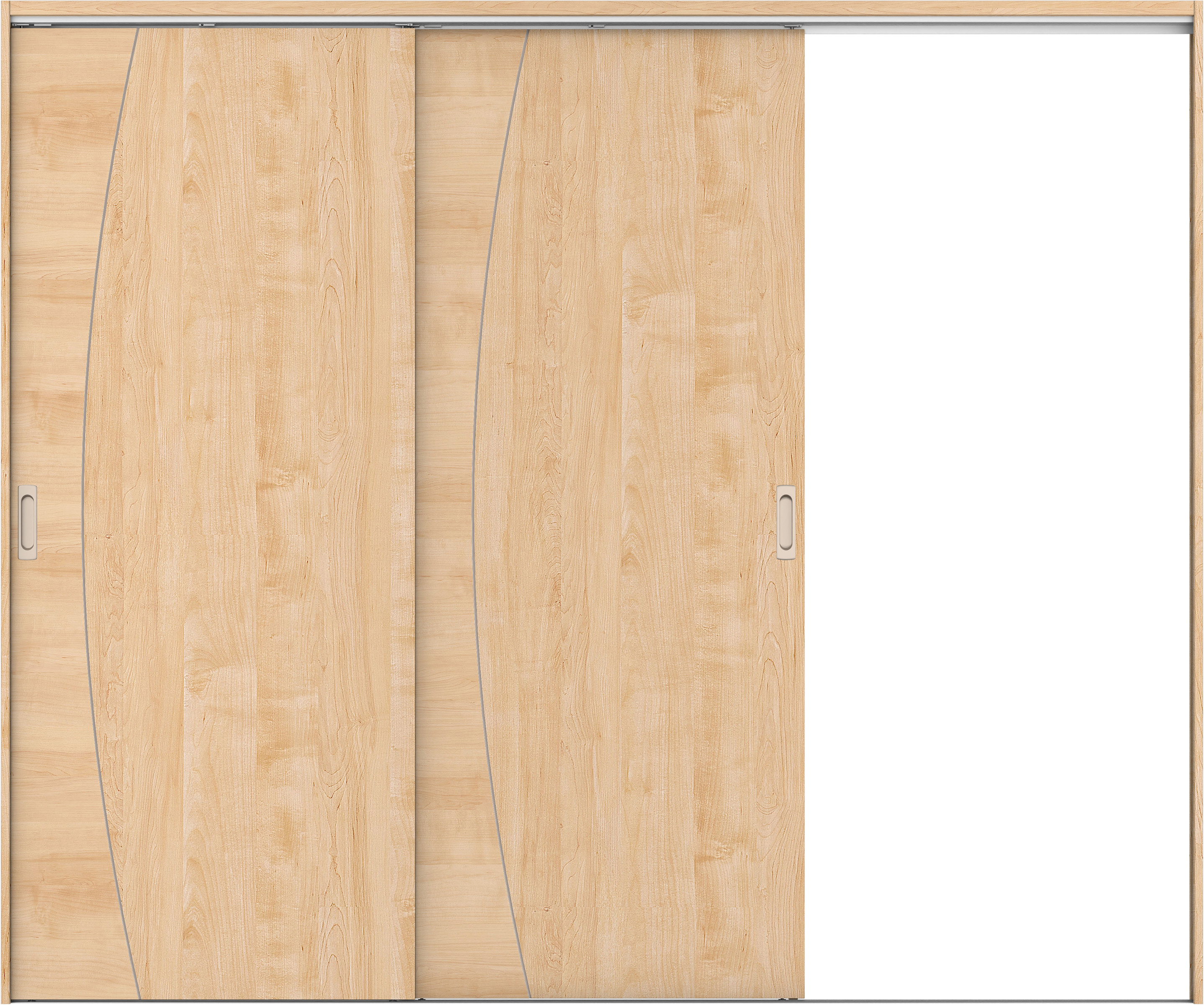 リビングドア　イエリア　吊戸・２枚片引　扉セット　Ｋ６デザイン　２４３７幅用　２０００高　〈ミルベージュ柄〉　右引用　錠なし　ラクラクローズ付用