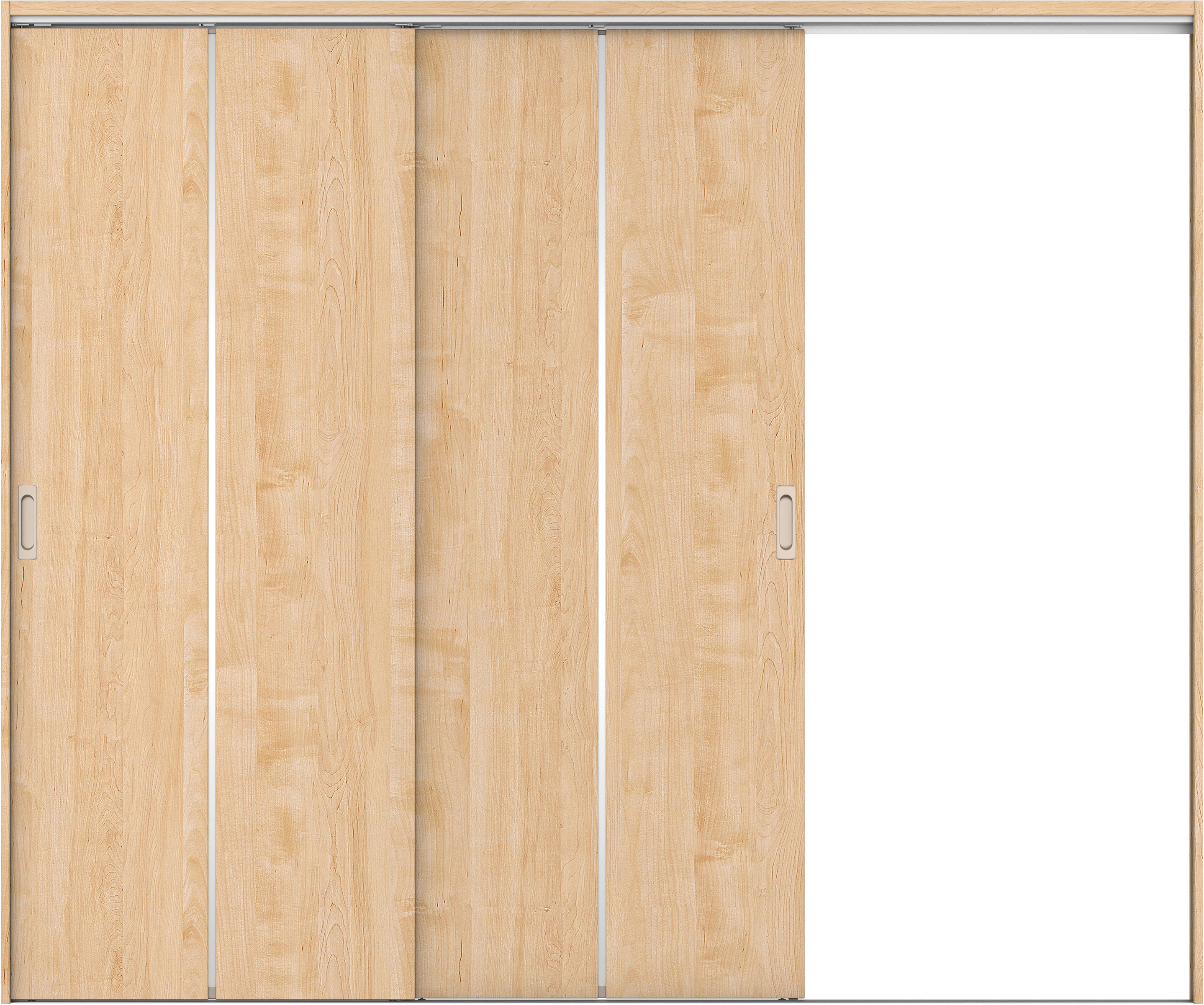 リビングドア　イエリア　吊戸・２枚片引　扉セット　６Ｐデザイン　２４３７幅用　２０００高　〈ミルベージュ柄〉　右引用　錠なし　ラクラクローズ付用