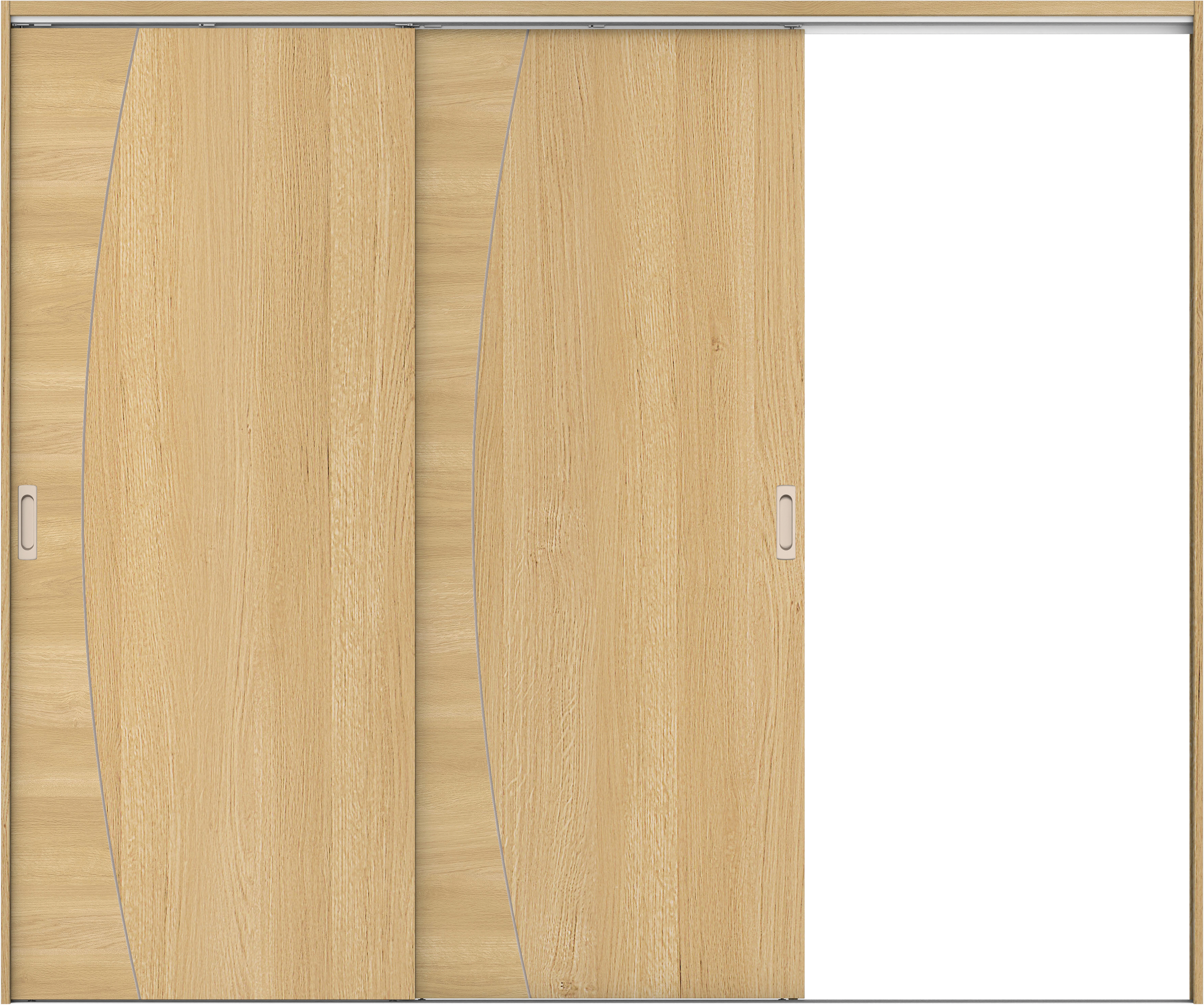 リビングドア　イエリア　吊戸・２枚片引　扉セット　Ｋ６デザイン　２４３７幅用　２０００高　〈ライトオーカー柄〉　右引用　錠なし　ラクラクローズ付用