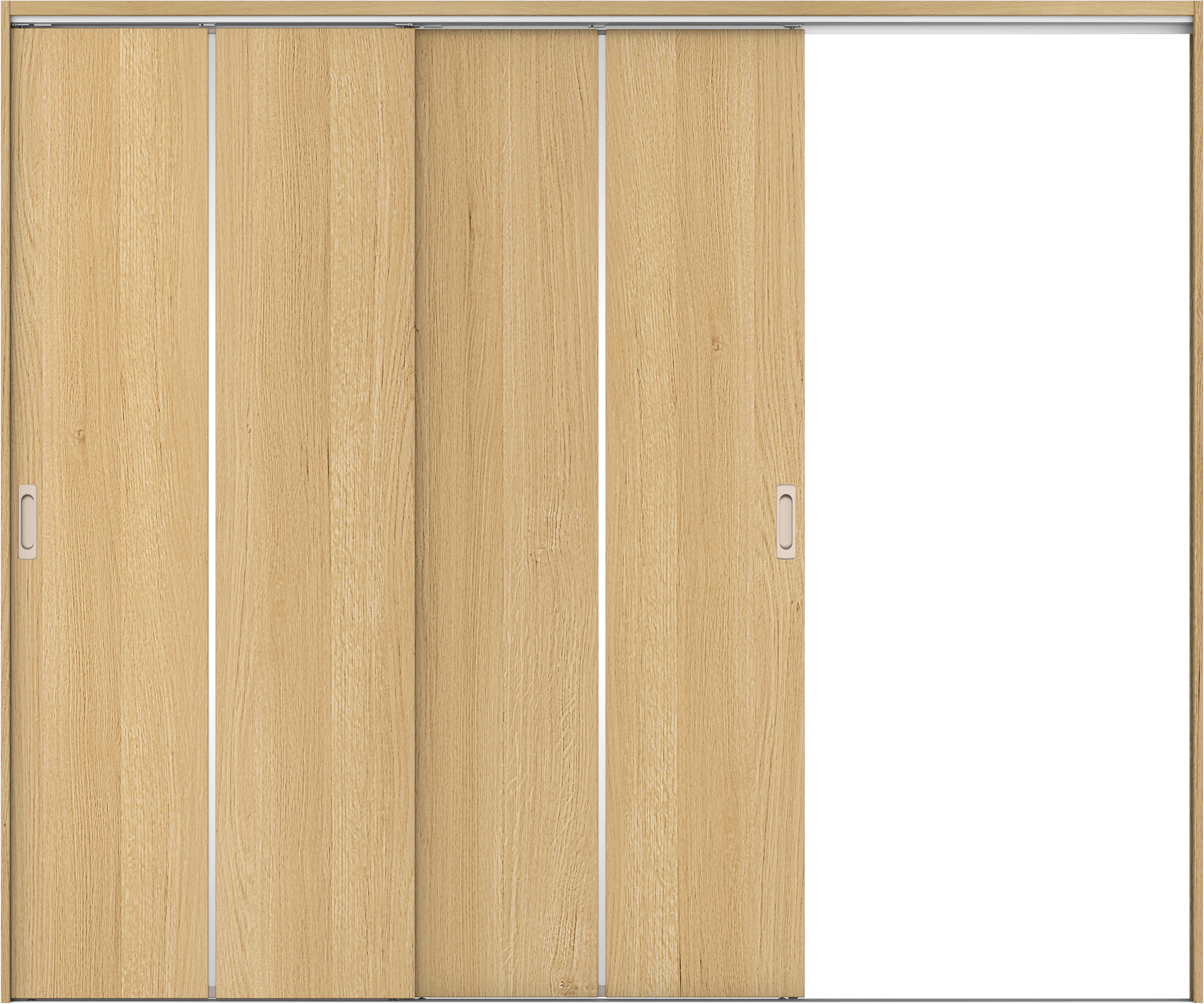 リビングドア　イエリア　吊戸・２枚片引　扉セット　６Ｐデザイン　２４３７幅用　２０００高　〈ライトオーカー柄〉　右引用　錠なし　ラクラクローズ付用