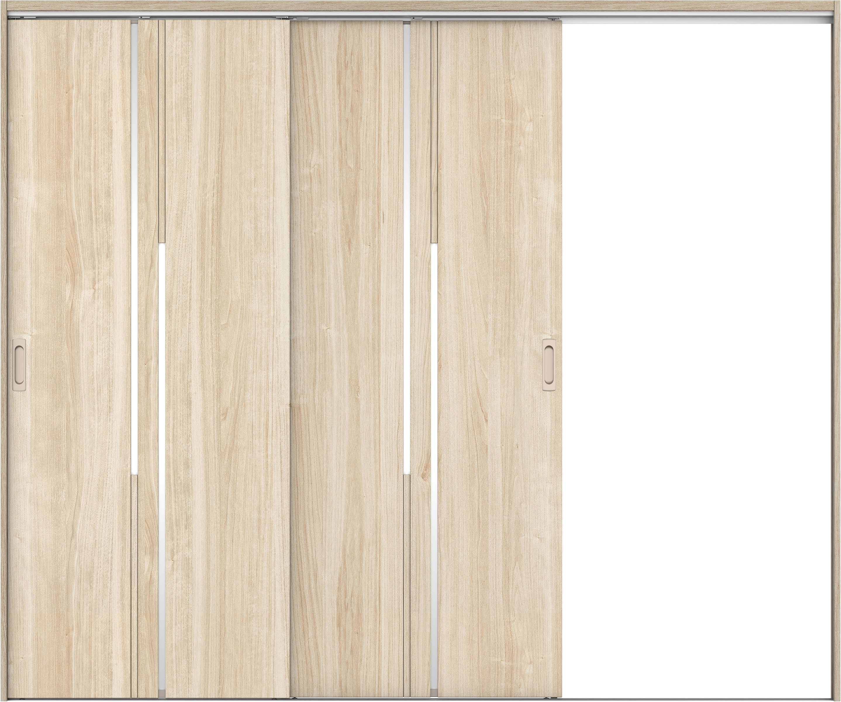 リビングドア　イエリア　吊戸・２枚片引　扉セット　７Ｐデザイン　２４３７幅用　２０００高　〈コットンベージュ柄〉　右引用　錠なし　ラクラクローズ付用