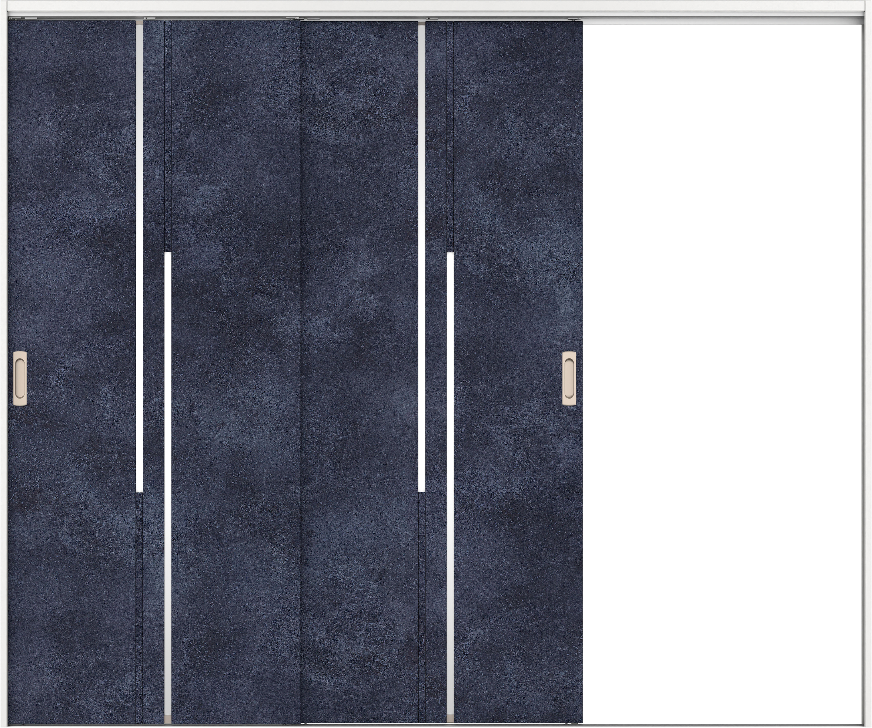 リビングドア　イエリア　吊戸・２枚片引　扉セット　７Ｐデザイン　２４３７幅用　２０００高　〈コバルトブルー柄〉　右引用　錠なし　ラクラクローズ付用