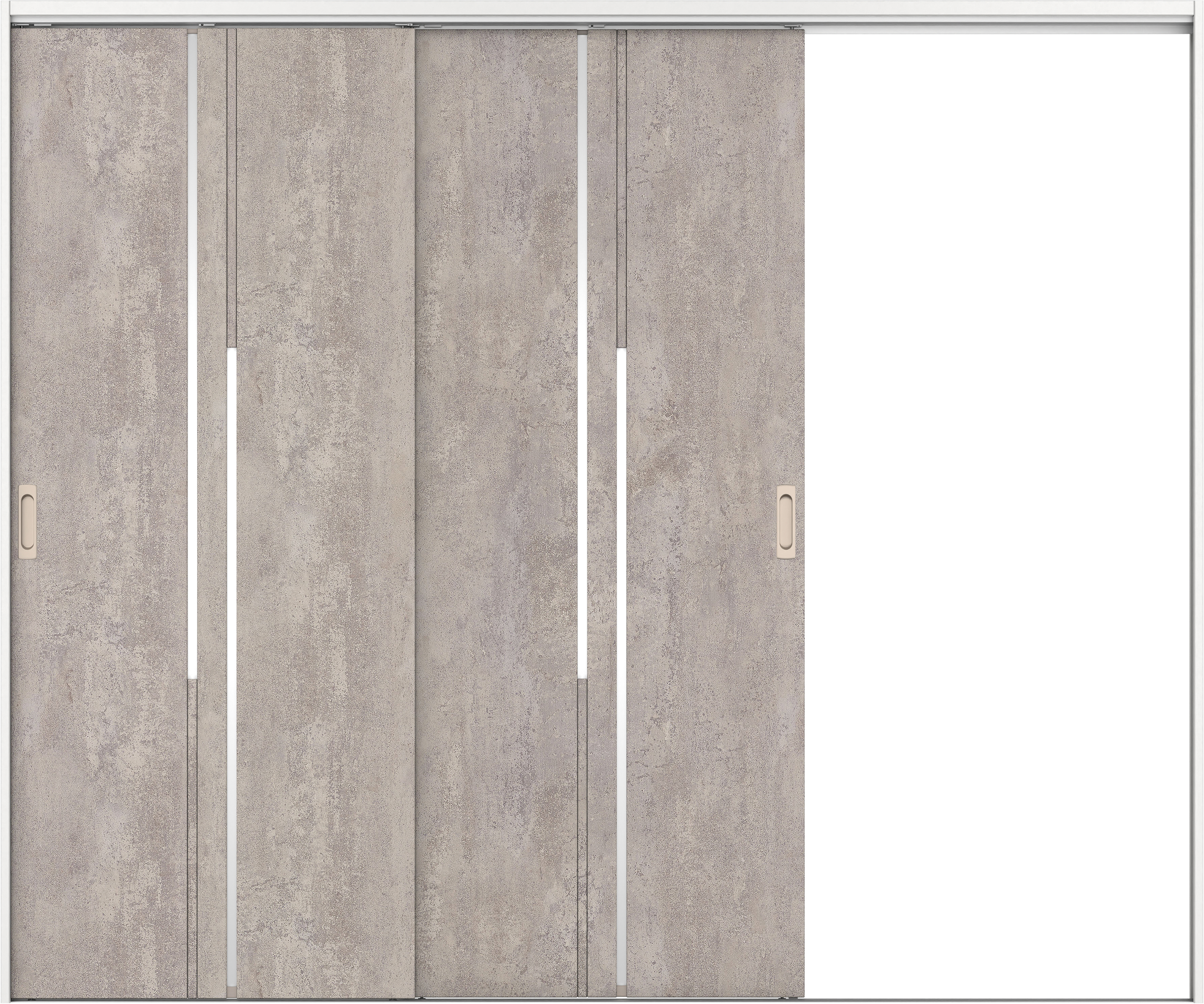 リビングドア　イエリア　吊戸・２枚片引　扉セット　７Ｐデザイン　２４３７幅用　２０００高　〈コンクリートグレー柄〉　右引用　錠なし　ラクラクローズ付用