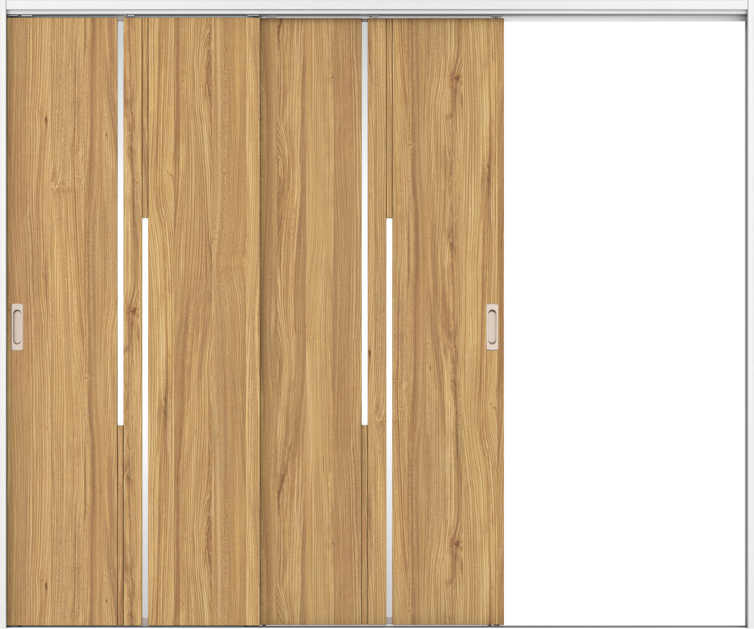 リビングドア　イエリア　吊戸・２枚片引　扉セット　７Ｐデザイン　２４３７幅用　２０００高　〈シナモンブラウン柄〉　右引用　錠なし　ラクラクローズ付用