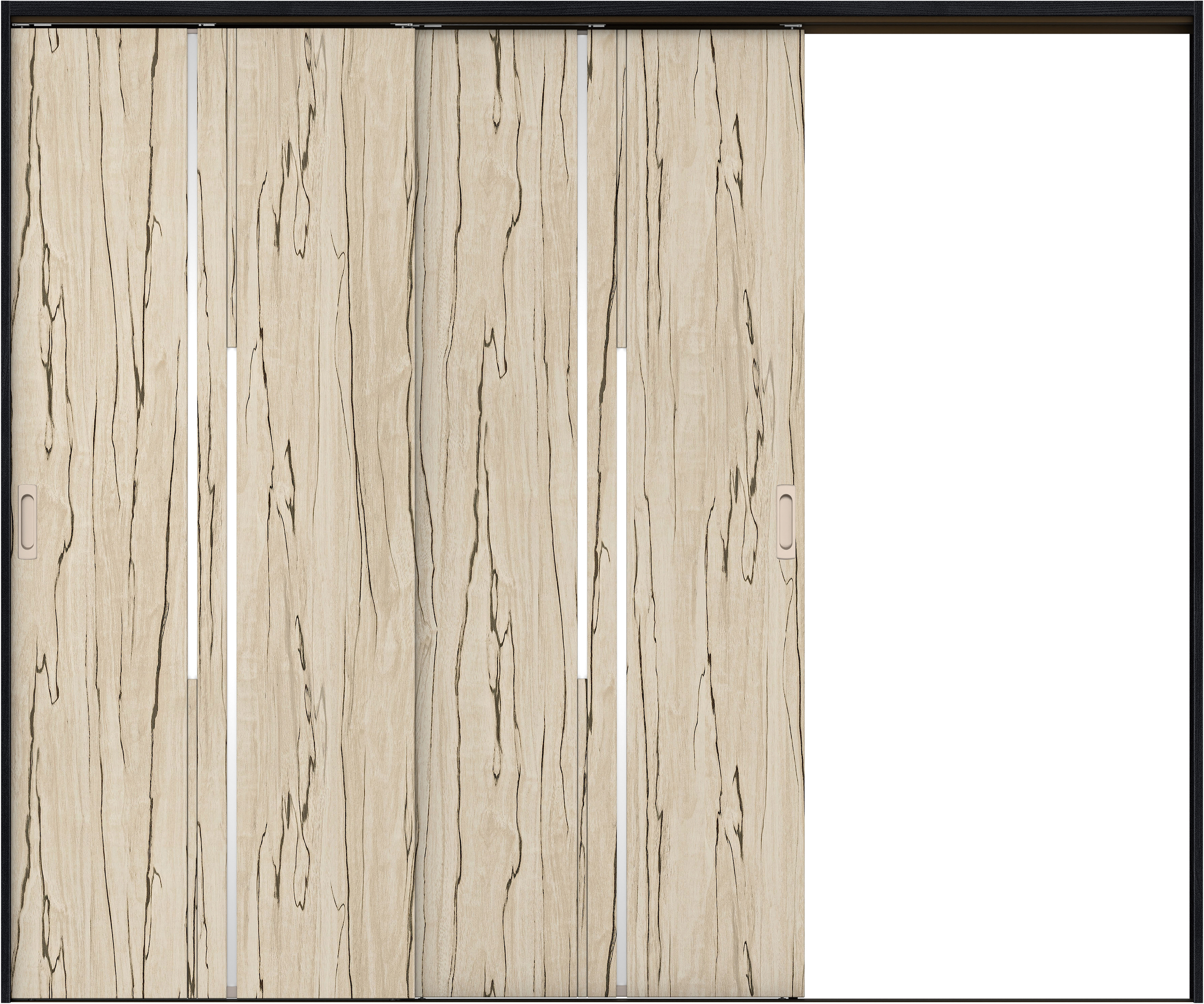 リビングドア　イエリア　吊戸・２枚片引　扉セット　７Ｐデザイン　２４３７幅用　２０００高　〈スロウベージュ柄〉　右引用　錠なし　ラクラクローズ付用