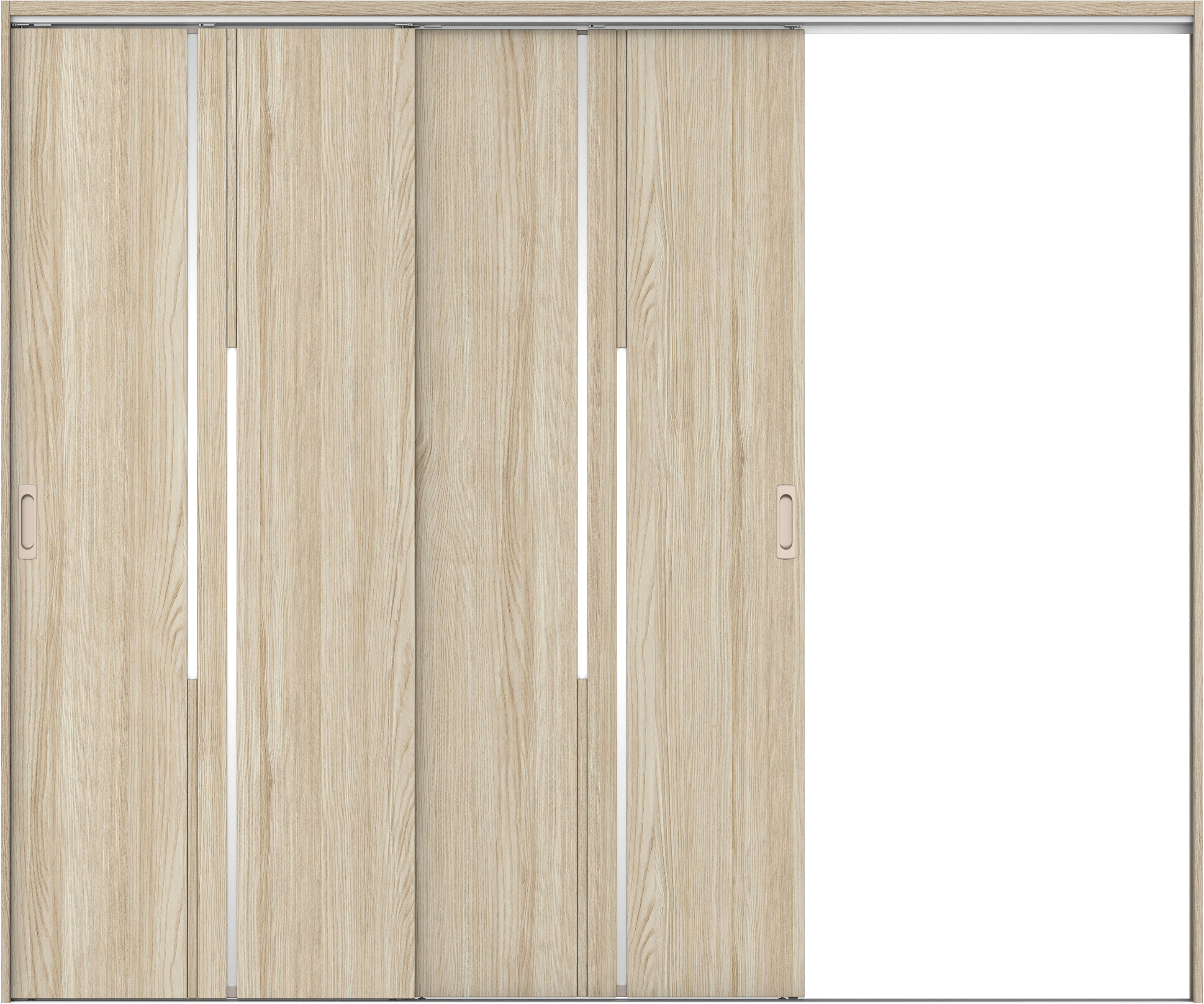 リビングドア　イエリア　吊戸・２枚片引　扉セット　７Ｐデザイン　２４３７幅用　２０００高　〈ソフトグレージュ柄〉　右引用　錠なし　ラクラクローズ付用